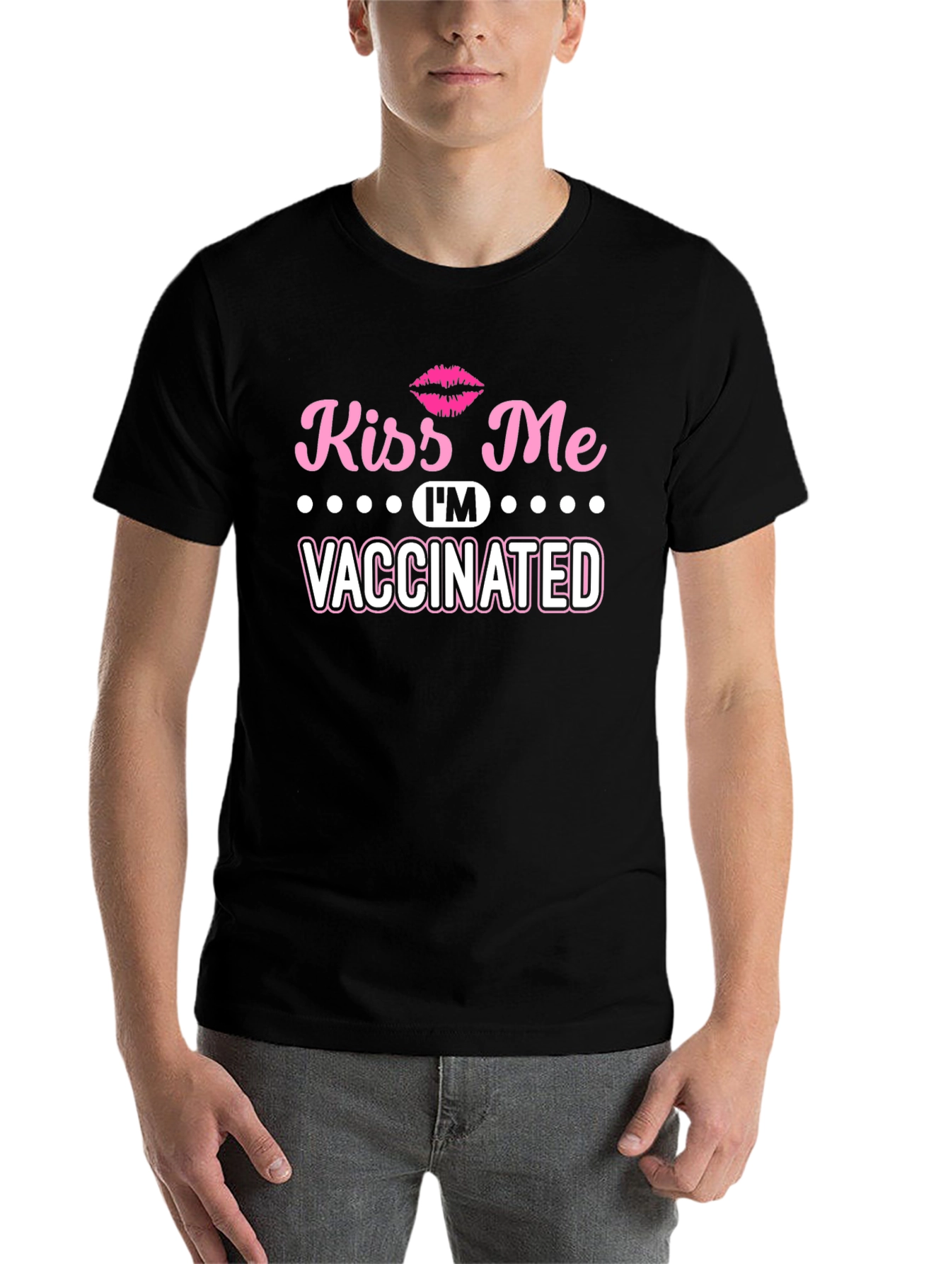 Black Kiss Me I'm Vaccinated Graphic T-Shirt view 7