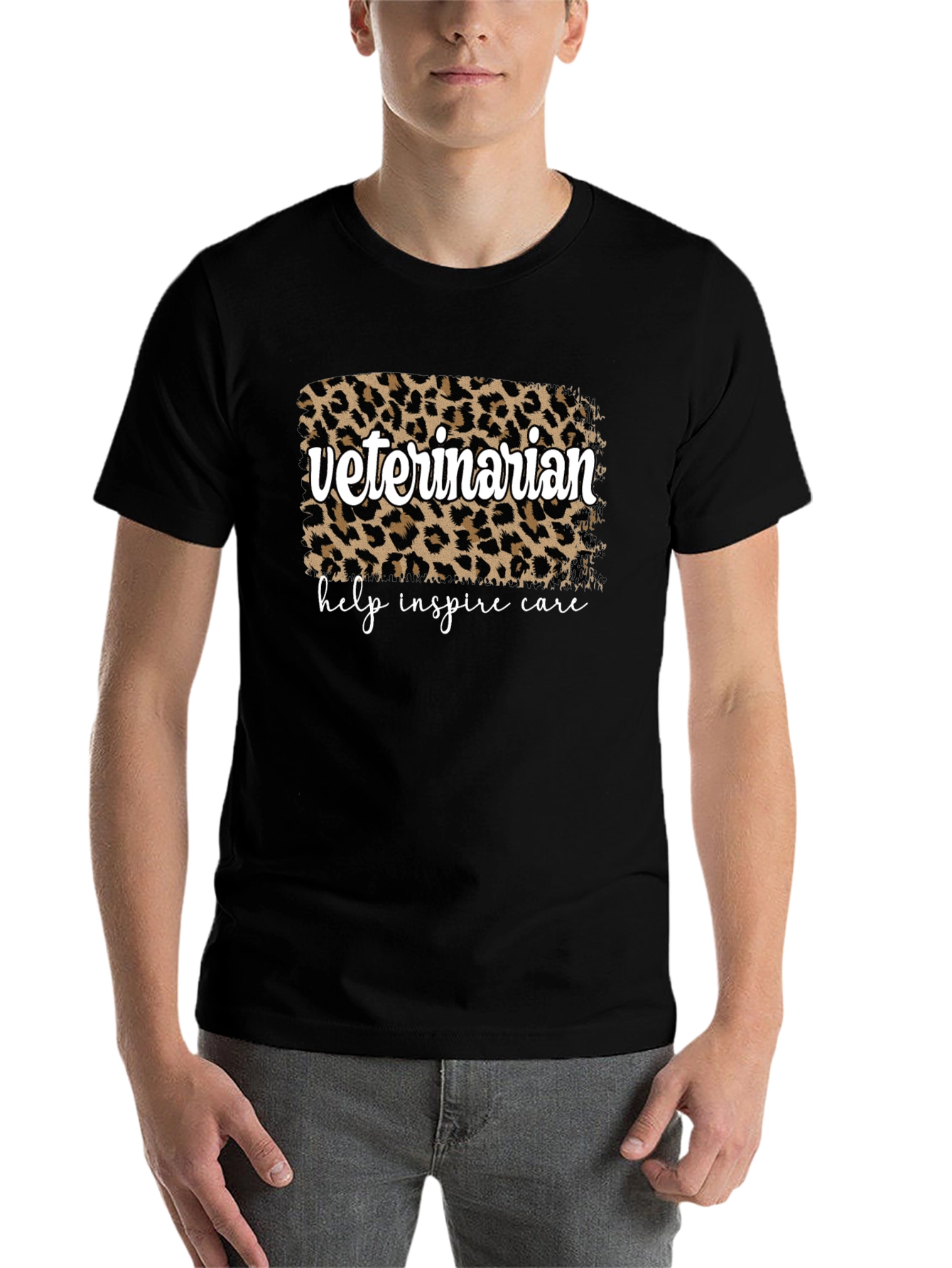Black Veterinarian Leopard Print Graphic T-Shirt view 7