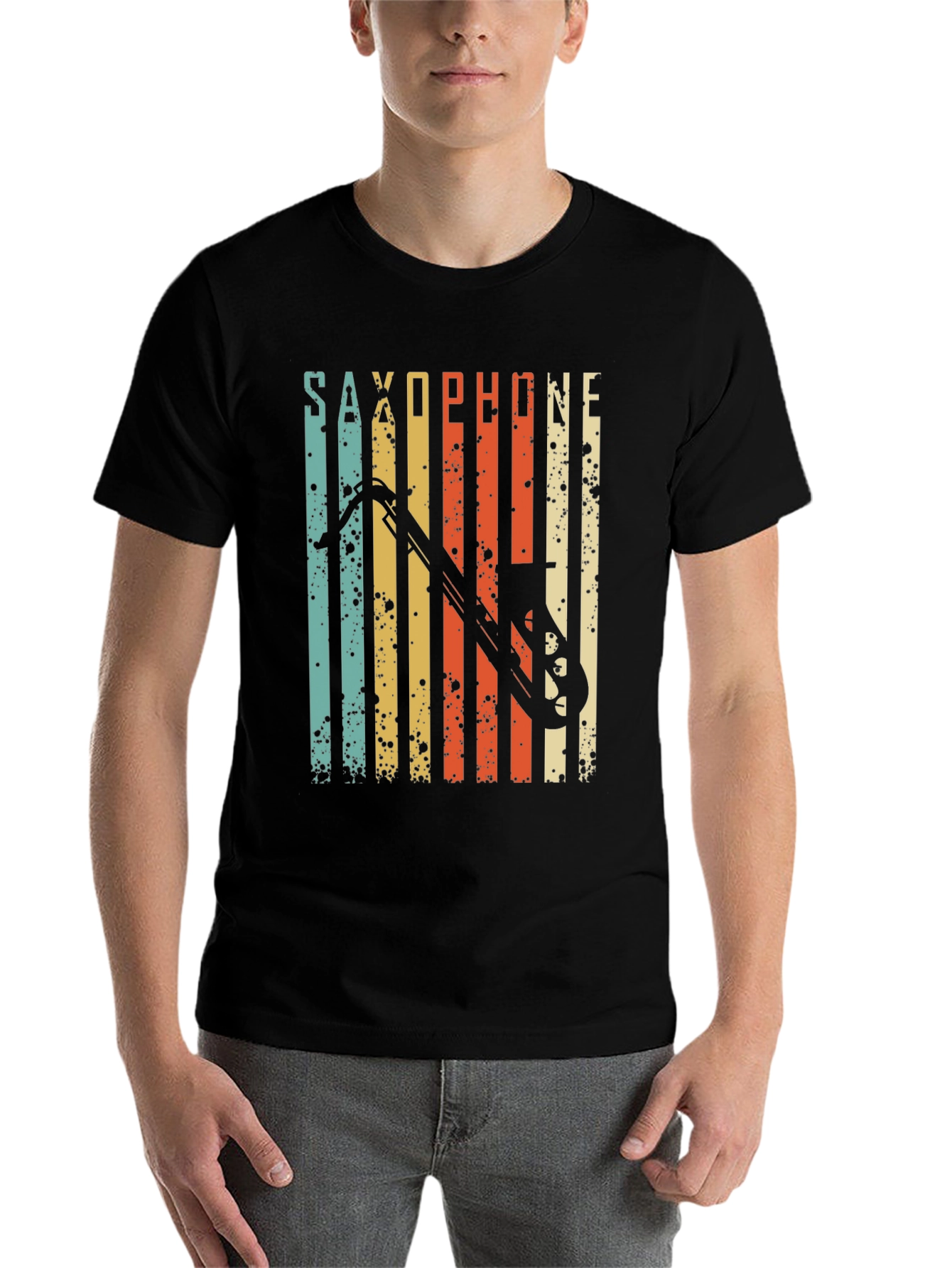 Black Vintage Saxophone T-Shirt - Retro Music Lover Tee view 7