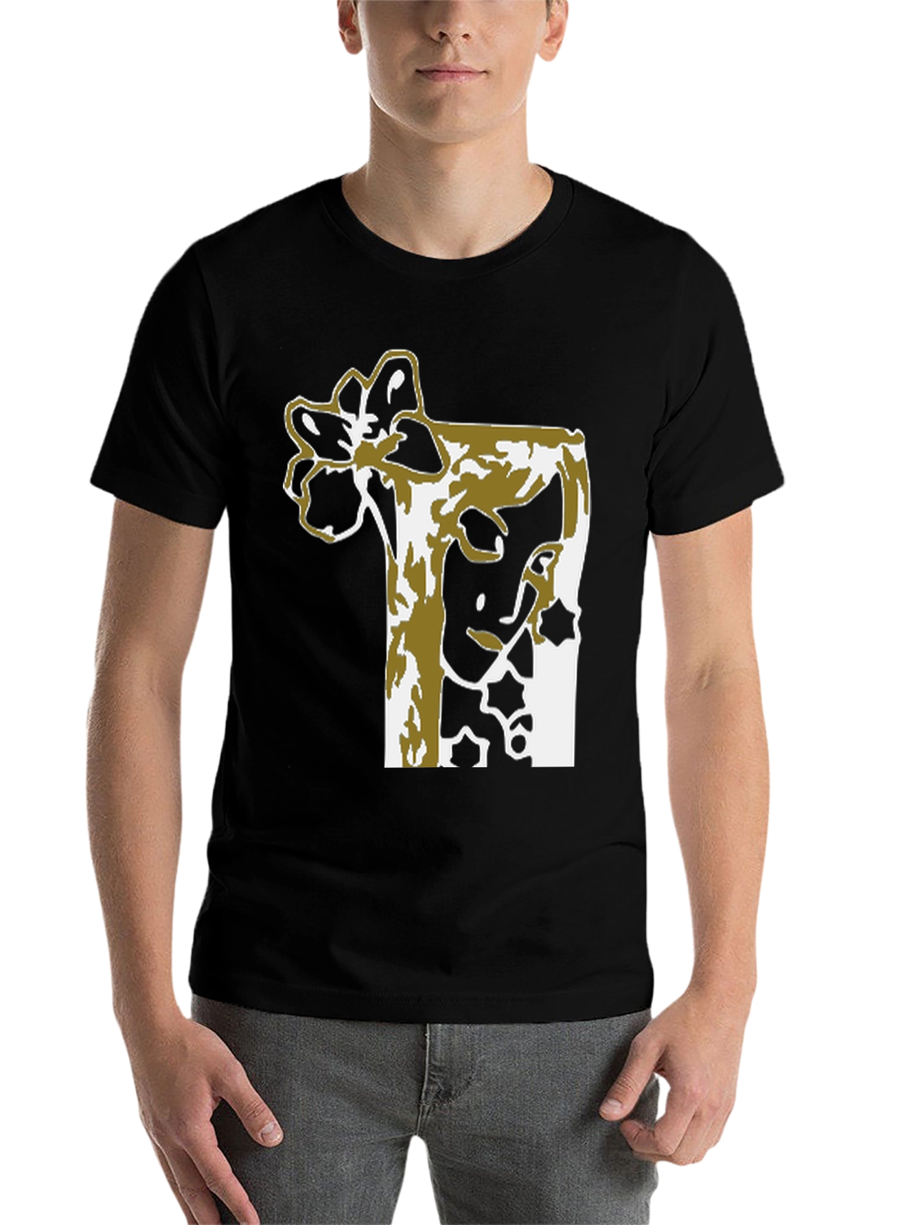Black Abstract Floral Graphic Tee - Black Unisex view 7
