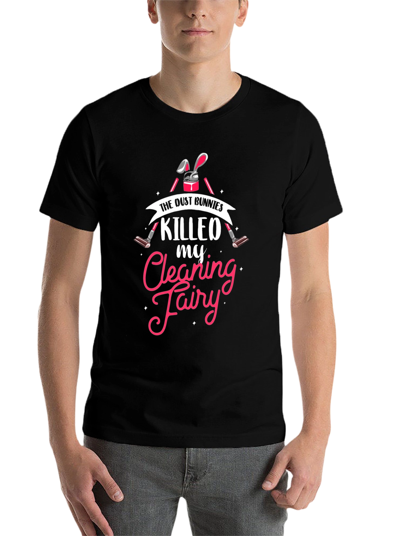 Black Dust Bunnies Killed My Cleaning Fairy Graphic Tee view 7