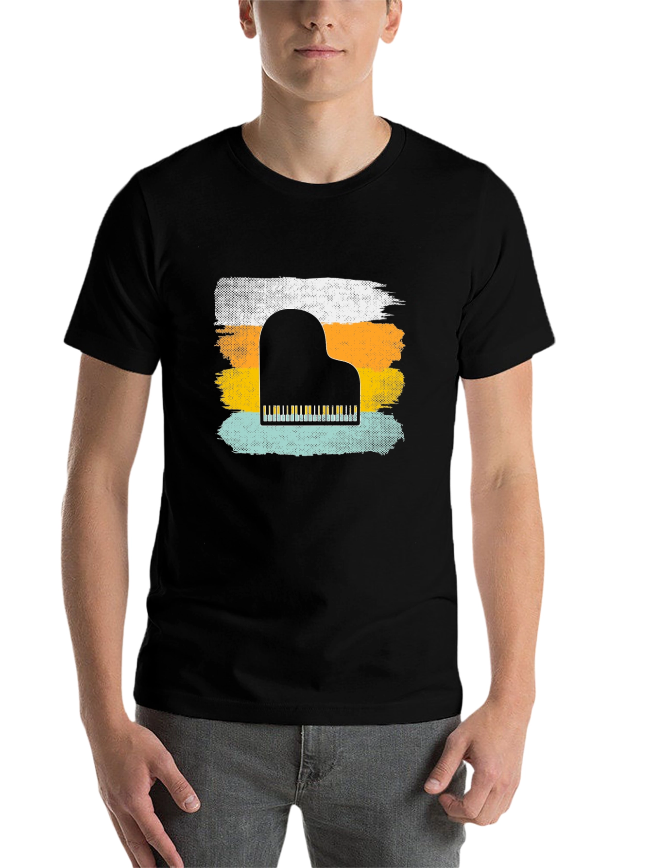 Black Retro Piano T-Shirt - Music Lover Tee view 7