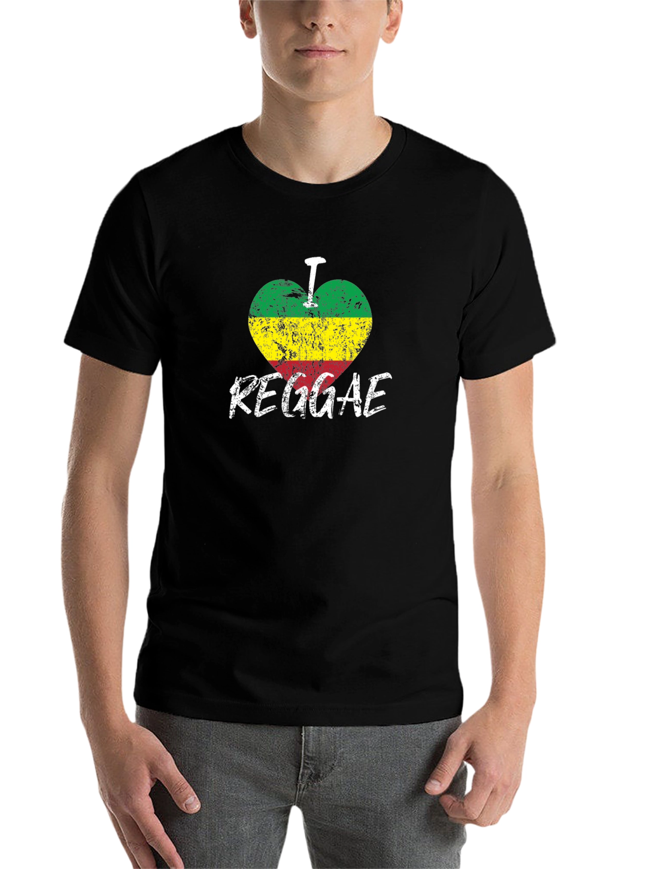 Black I Love Reggae Black T-Shirt - Rastafarian Colors view 7