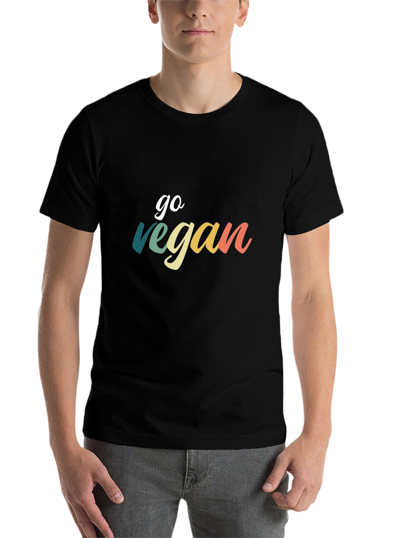 Black Go Vegan Tee - Stylish Graphic T-Shirt view 7