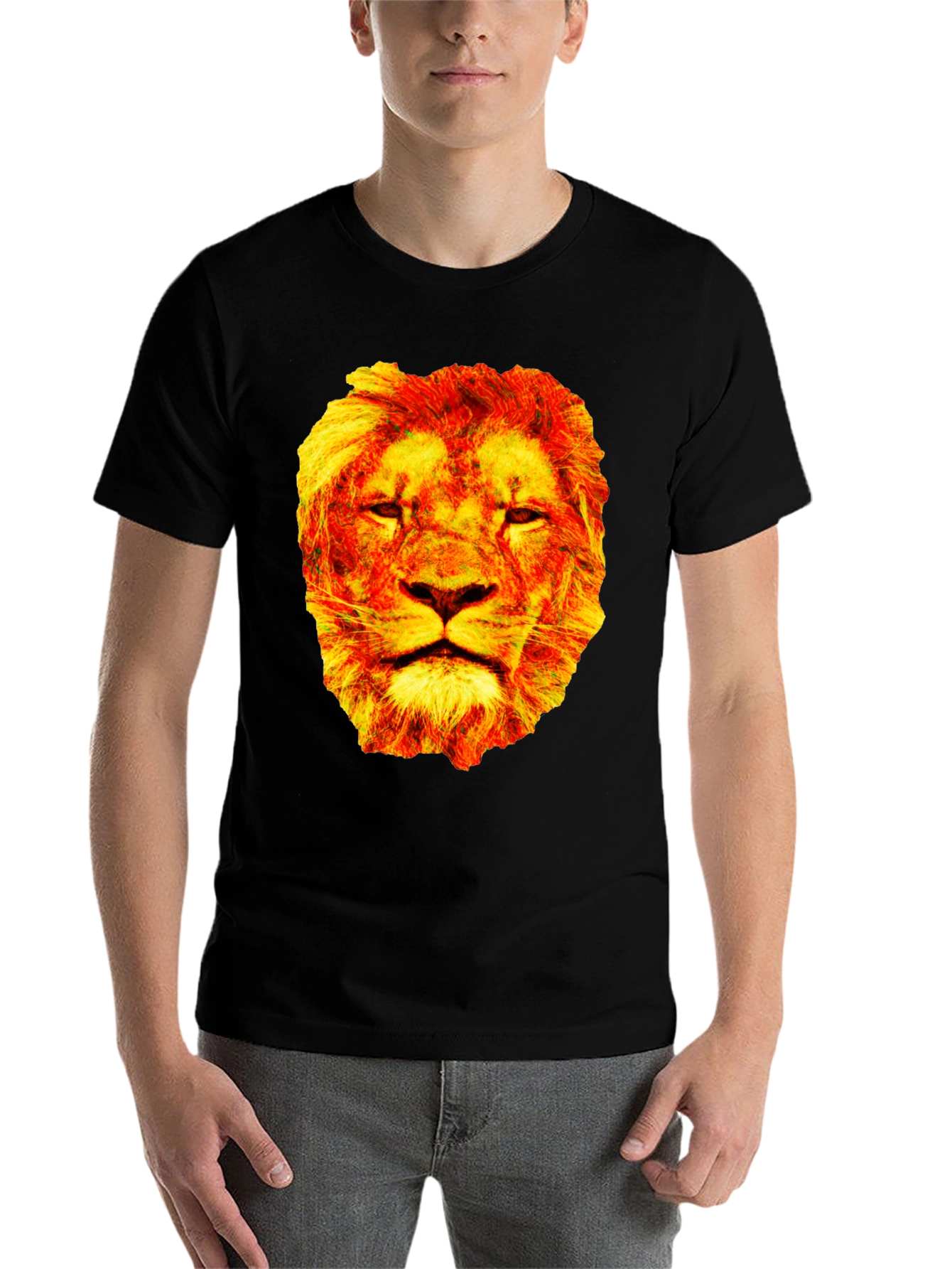 Black Lion Graphic Black T-Shirt view 7