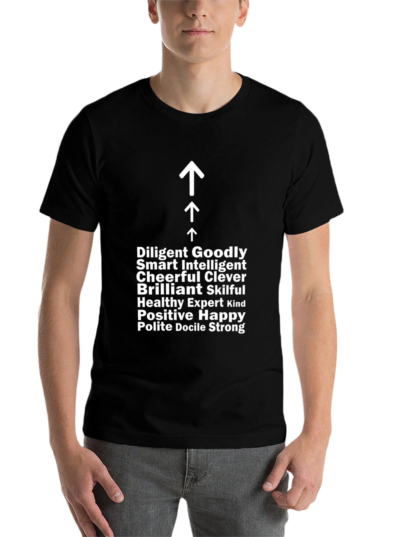 Black Motivational Word List T-Shirt view 7