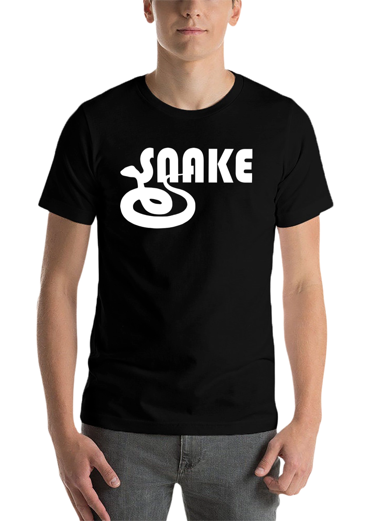 Black Cool SNAKE Graphic Tee - Black Crew Neck Short Sleeve T-Shirt view 7