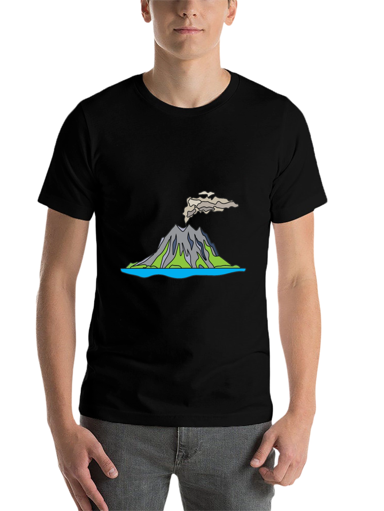 Black Volcano T-Shirt - Black Crew Neck view 7