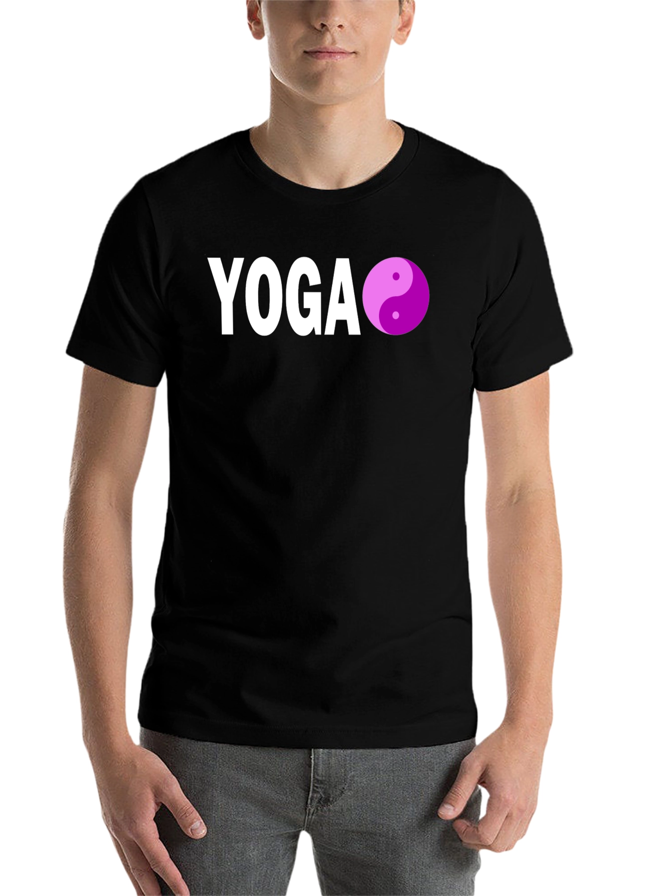 Black Yoga Yin Yang Graphic Tee - Black view 7