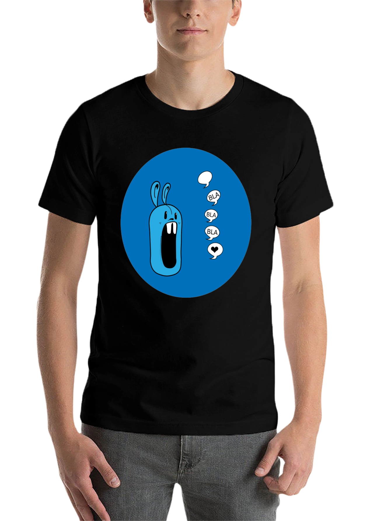 Black Blue Cartoon Rabbit T-Shirt view 7