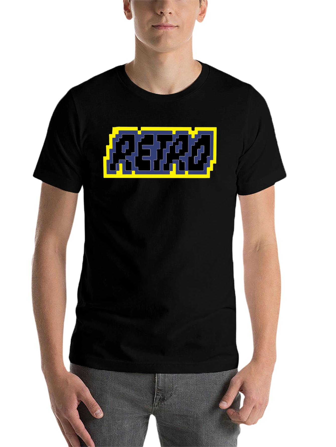Black Retro Pixel Art T-Shirt - Black Graphic Tee view 7