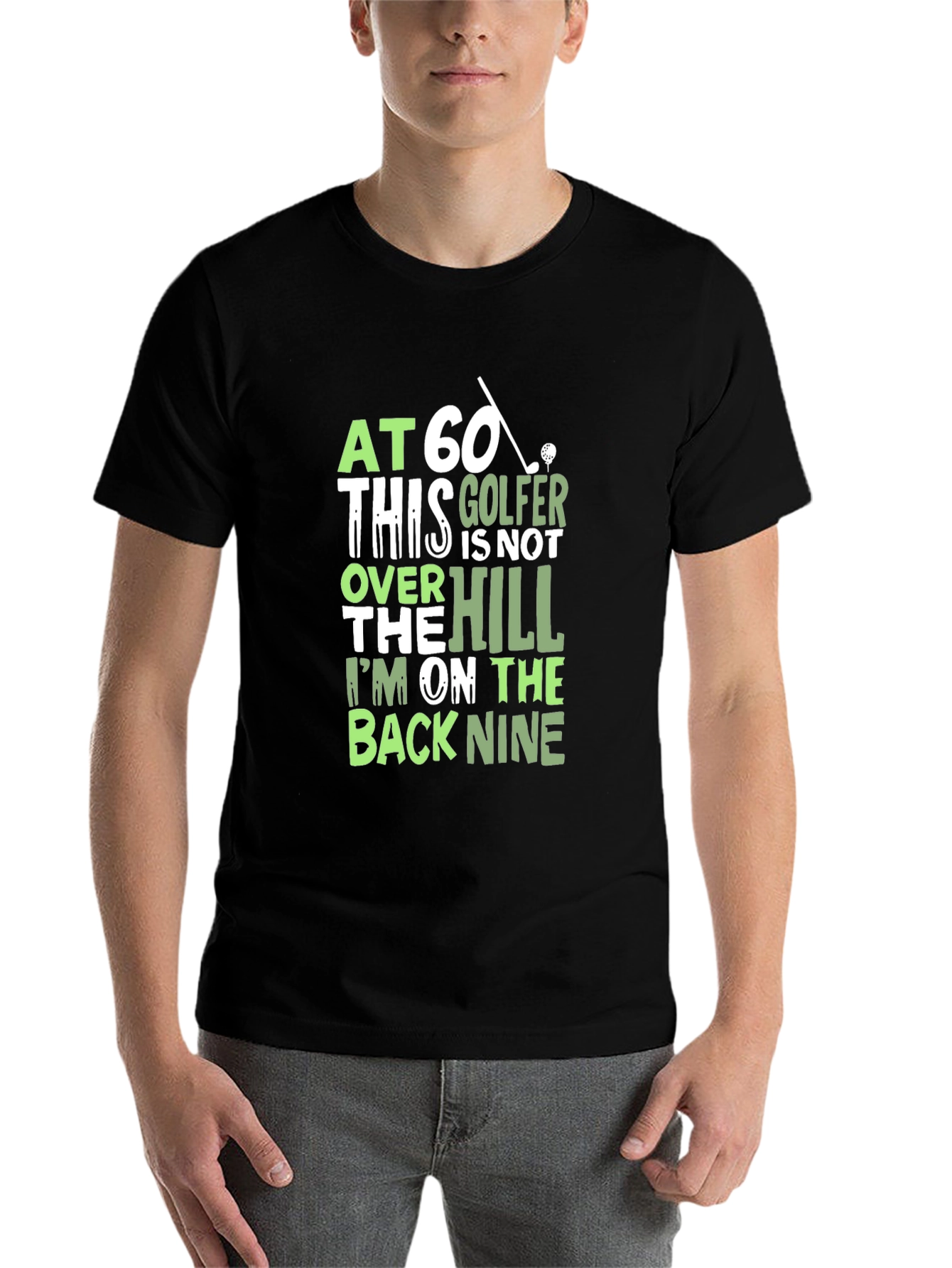 Black Funny Golfer T-Shirt - At 60 Back Nine Tee view 7