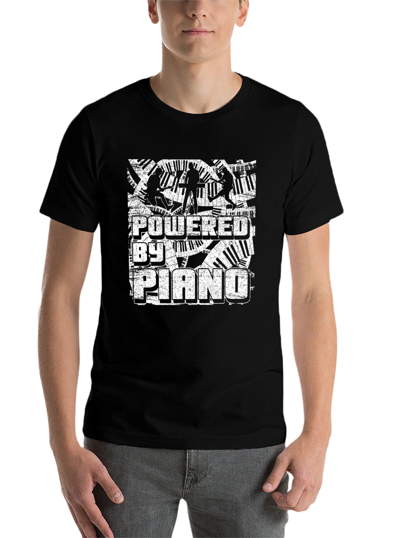 Black Powered by Piano Graphic Tee view 7