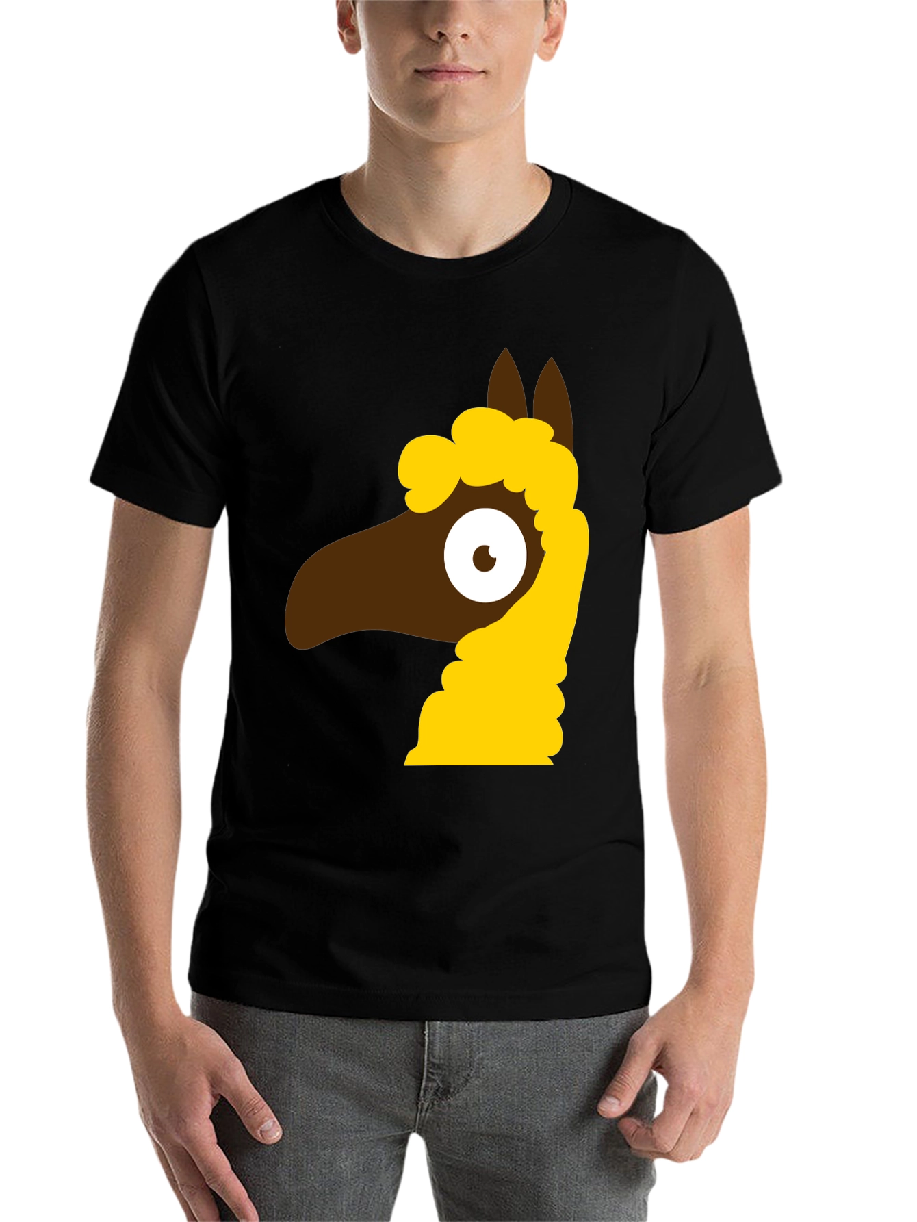 Black Cartoon Llama Graphic Tee - Black view 7