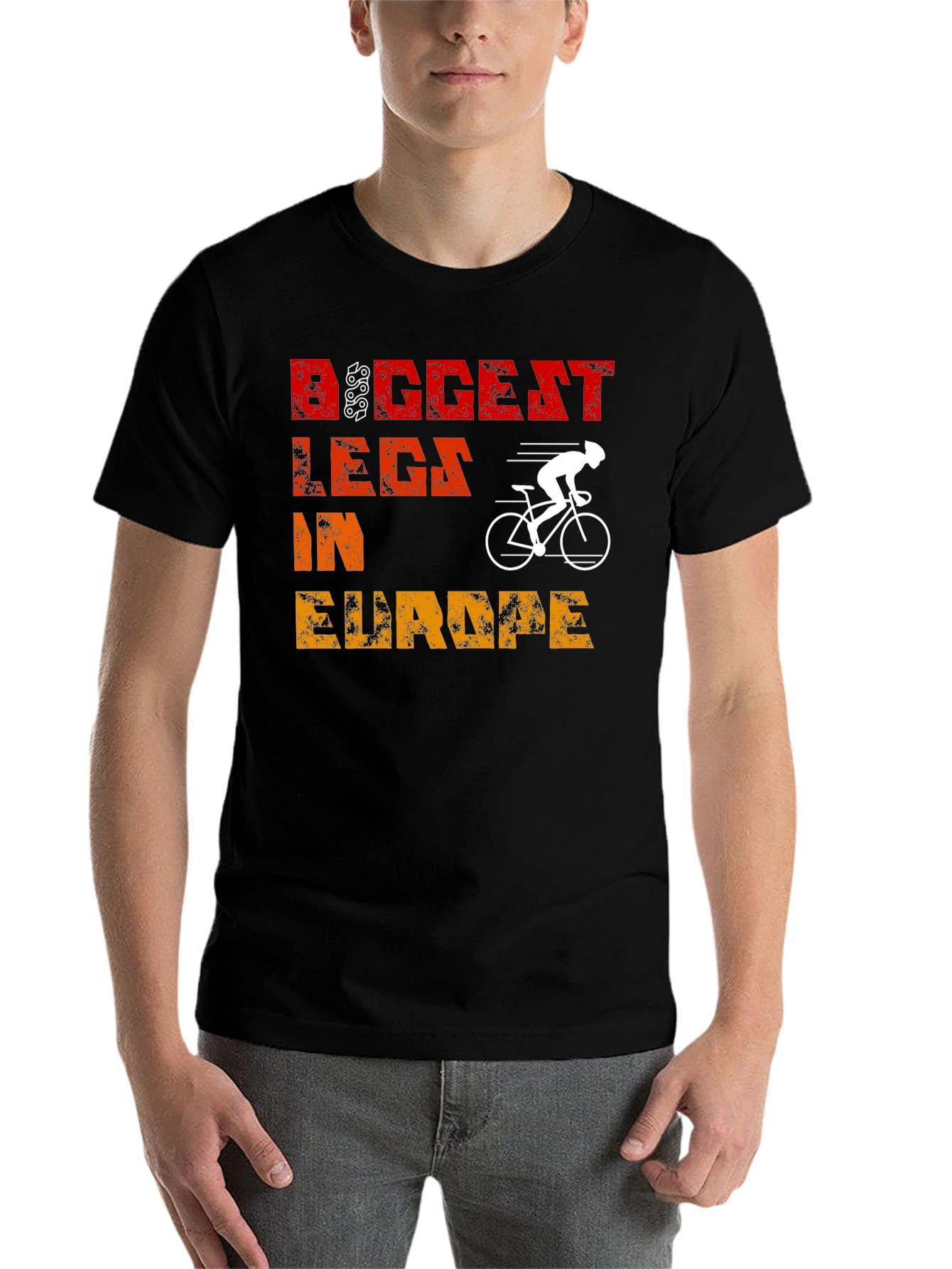 Black Biggest Legs In Europe Cycling T-Shirt view 7