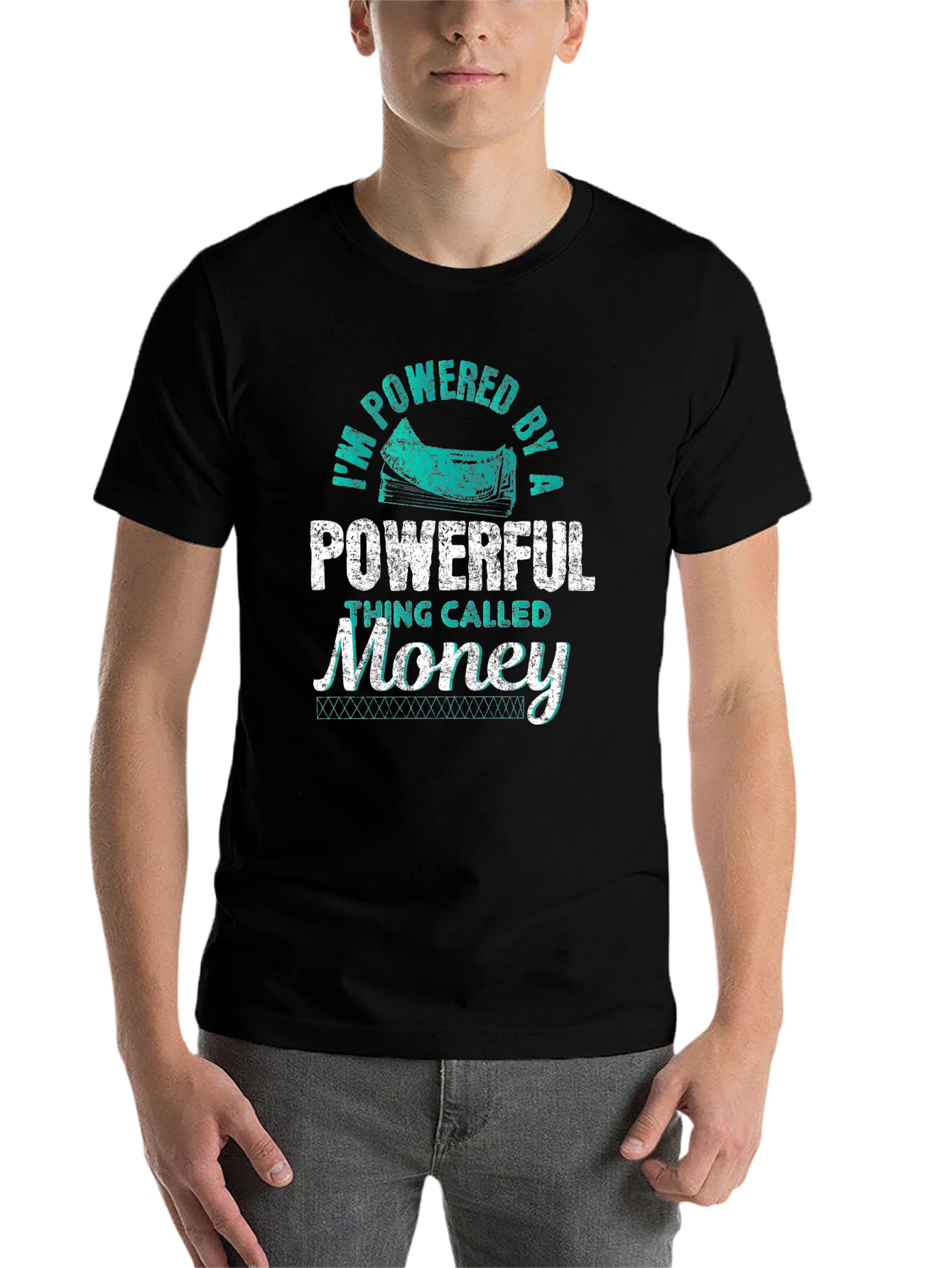 Black Powered by Money Graphic Tee - Black view 7
