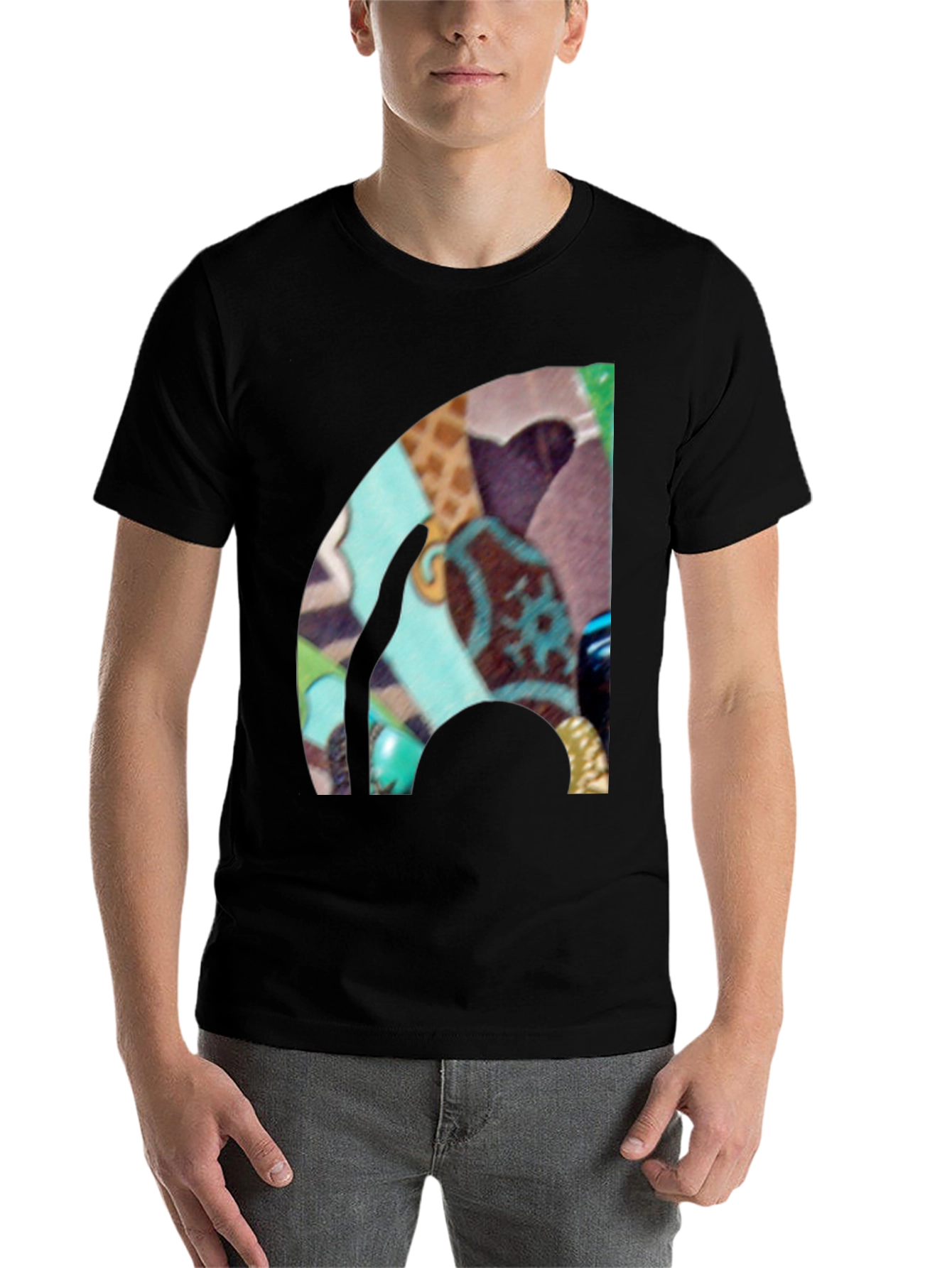 Black Abstract Art Graphic Black T-Shirt view 7