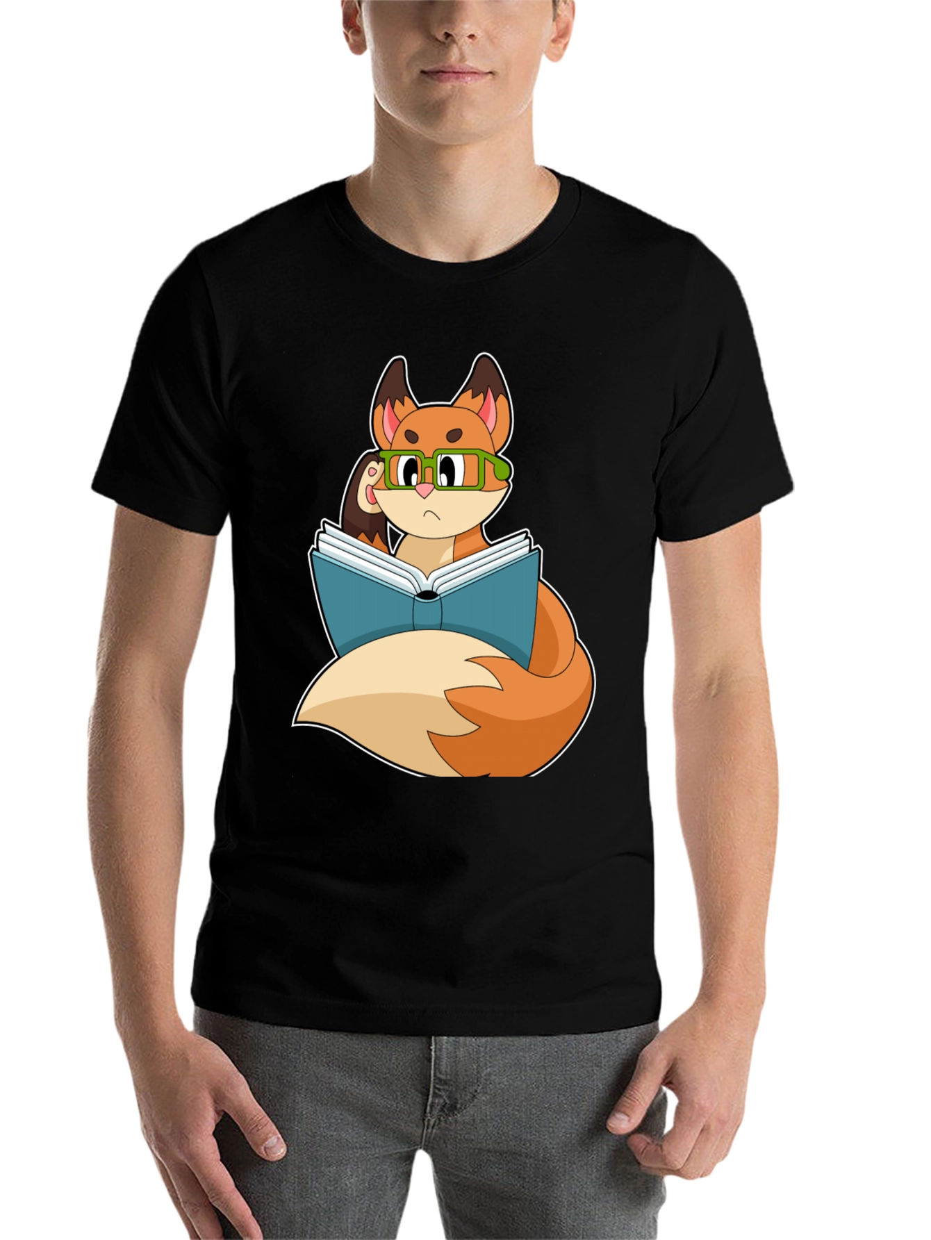 Black Bookish Fox T-Shirt - Smart & Stylish view 7