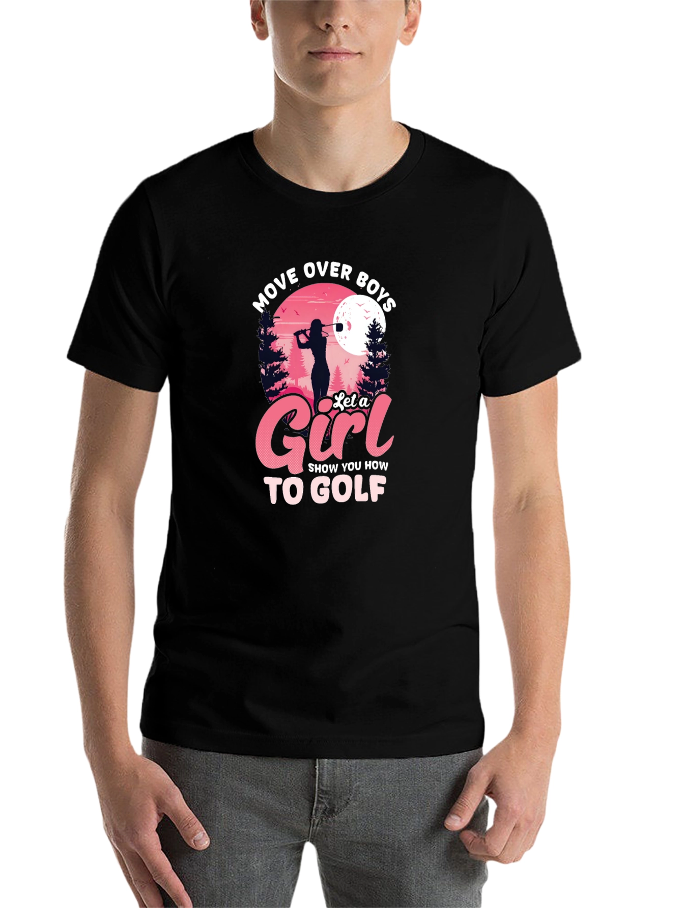 Black Move Over Boys, Let a Girl Golf Black T-Shirt view 7