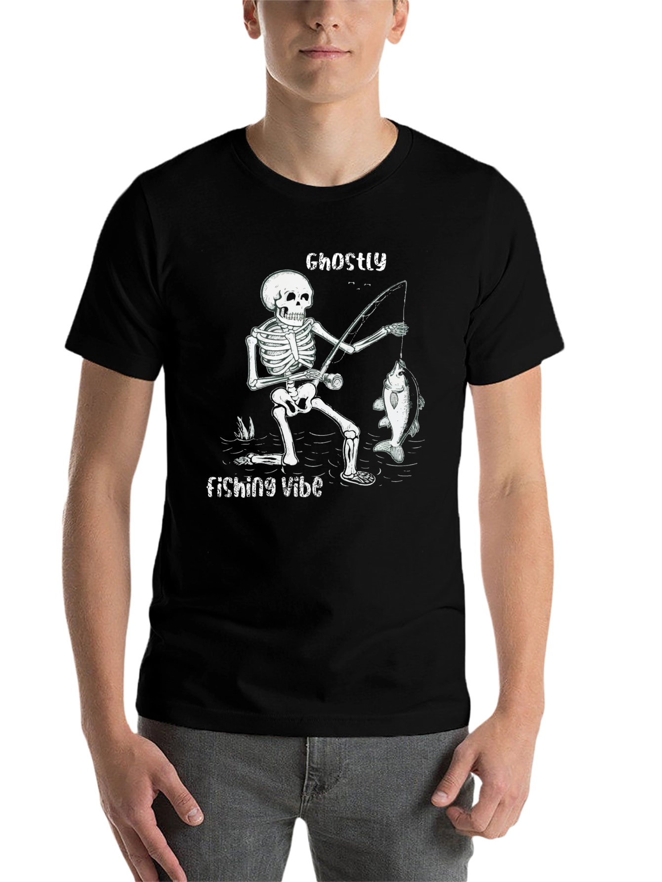Black Ghostly Fishing Vibe Black T-Shirt view 7
