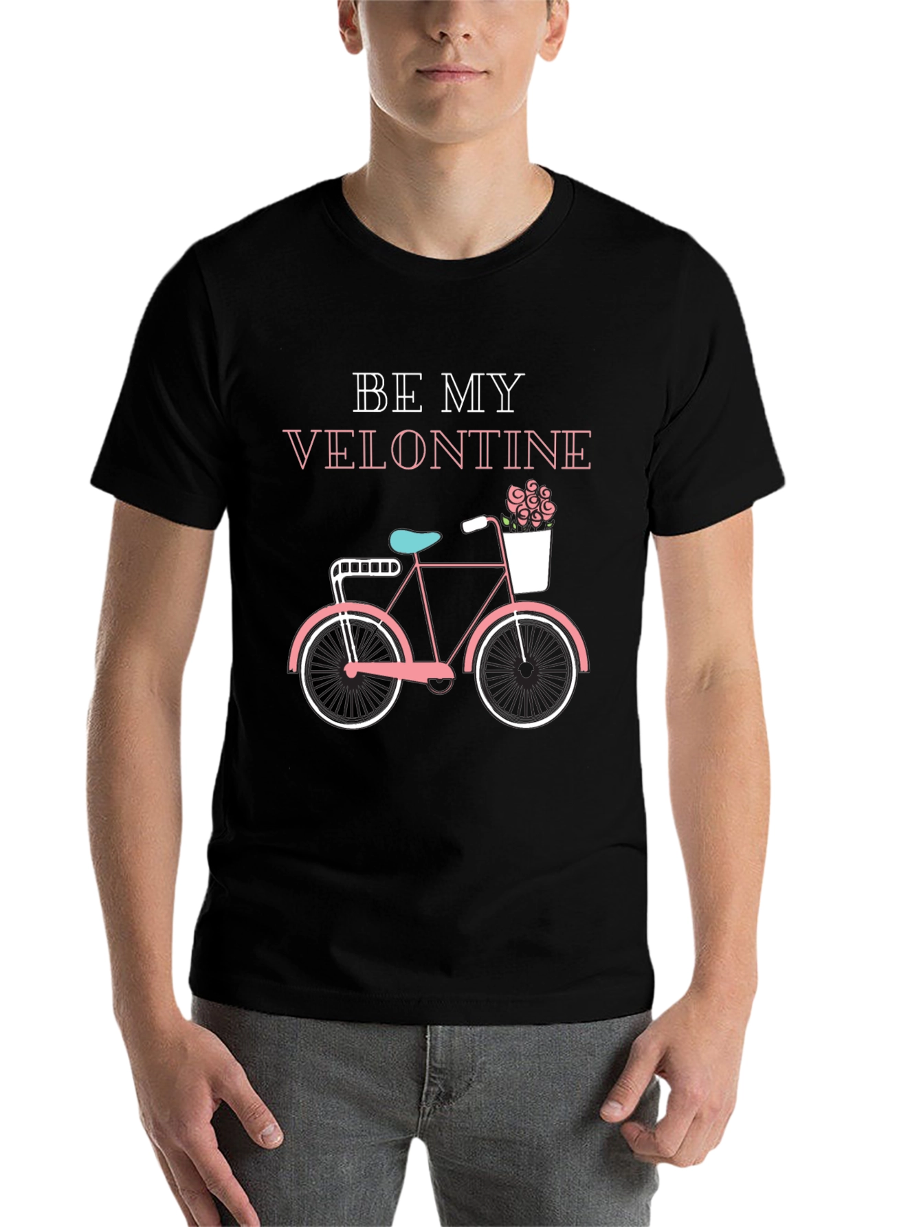 Black Be My Velontine Bicycle Graphic Tee view 7