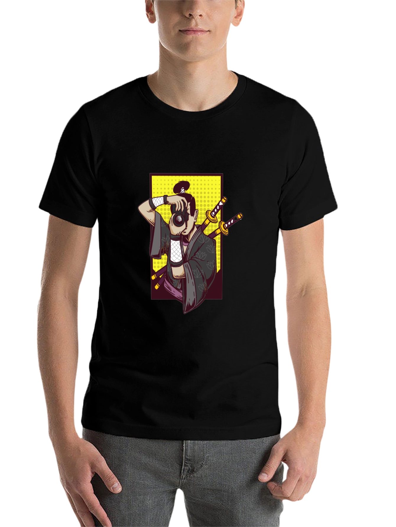Black Samurai Photographer Graphic Tee - Unique Design view 7