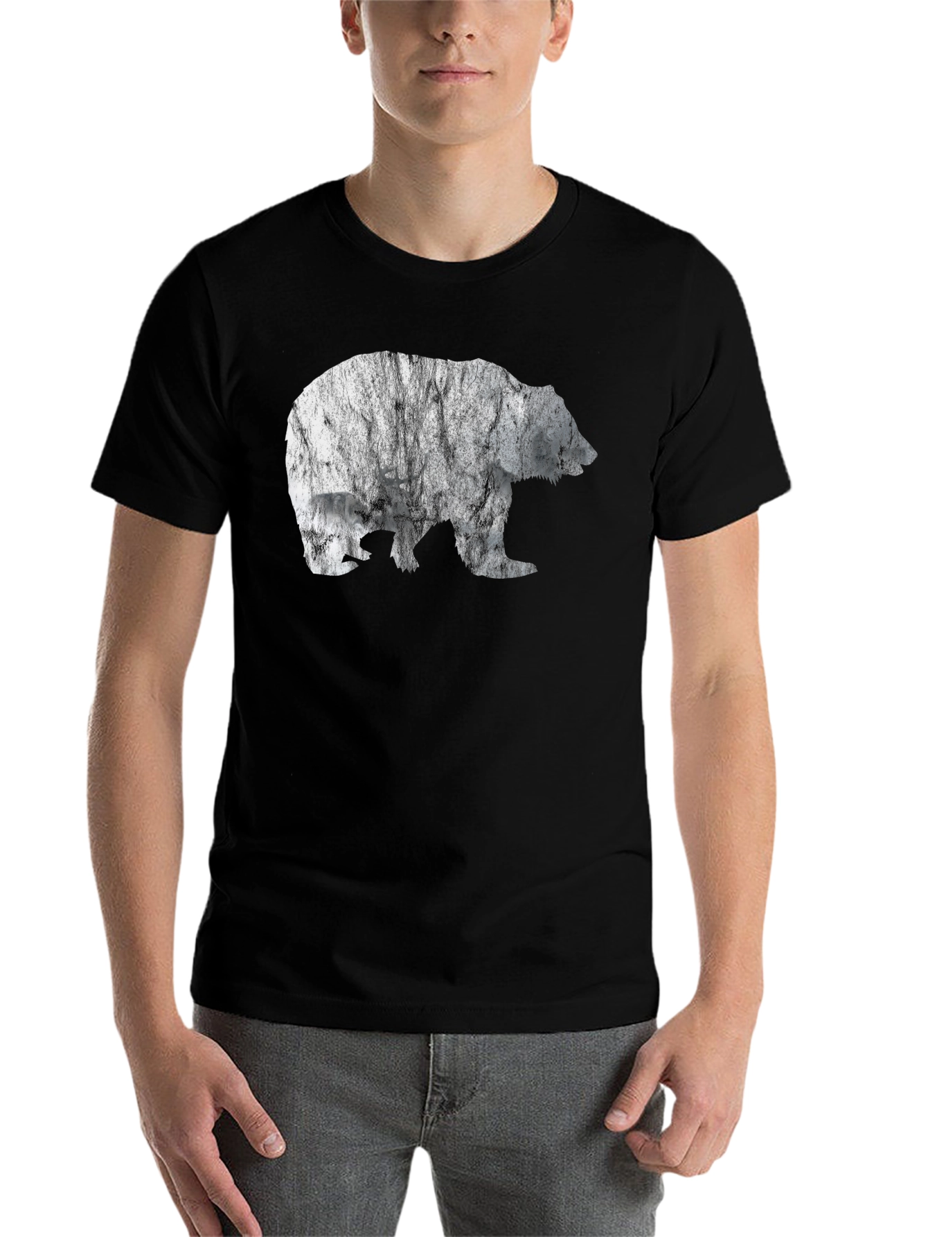 Black Bear Silhouette Black T-Shirt view 7