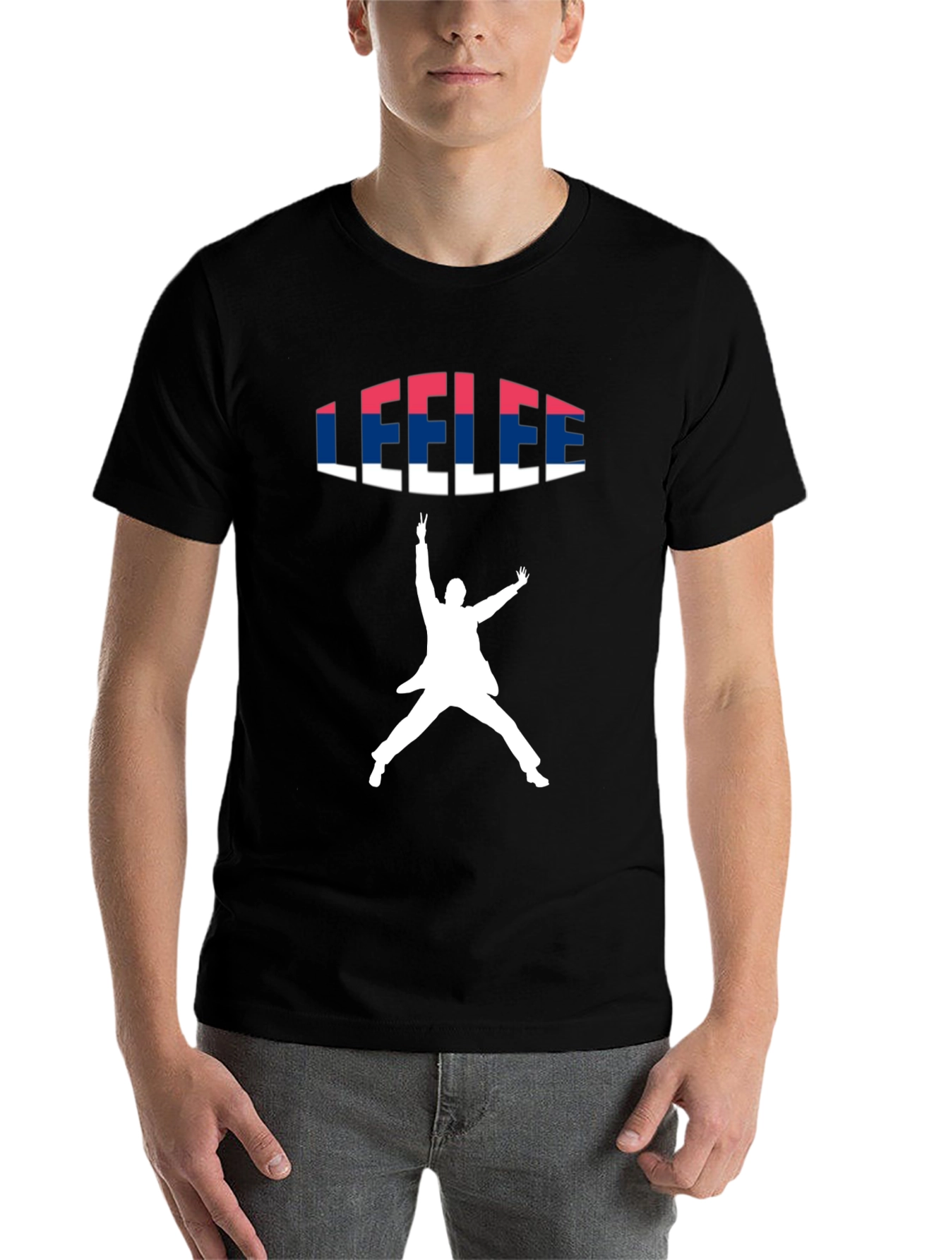 Black Leelee Black Graphic Tee - Jump Silhouette Print view 7