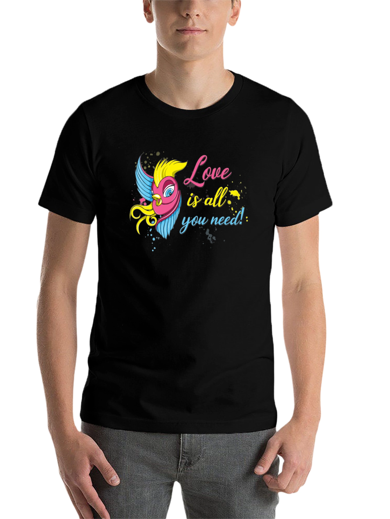 Black Love Bird Graphic Black T-Shirt - All You Need Is Love! view 7