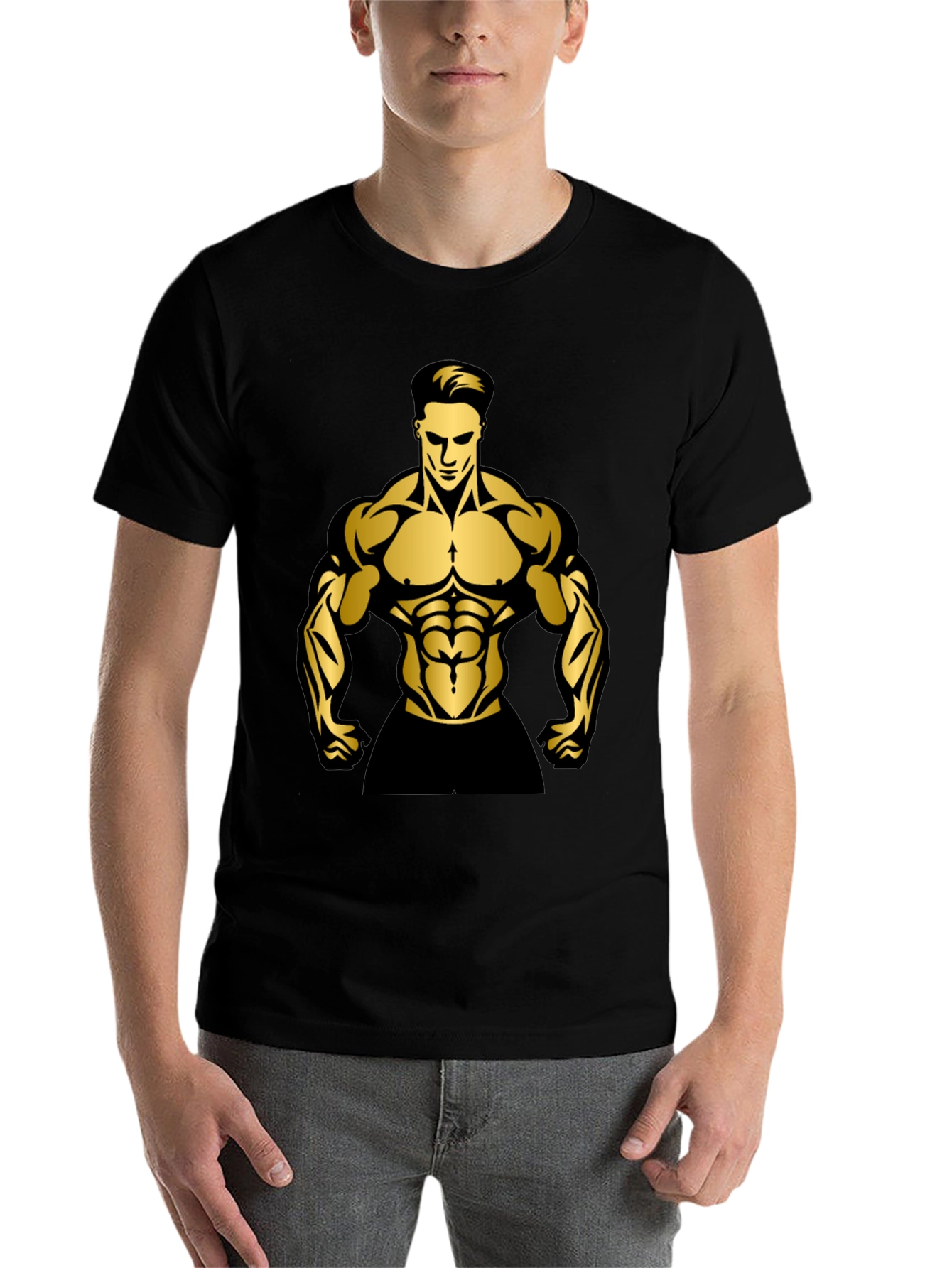 Black Muscle Man Graphic T-Shirt | Gym Wear view 7