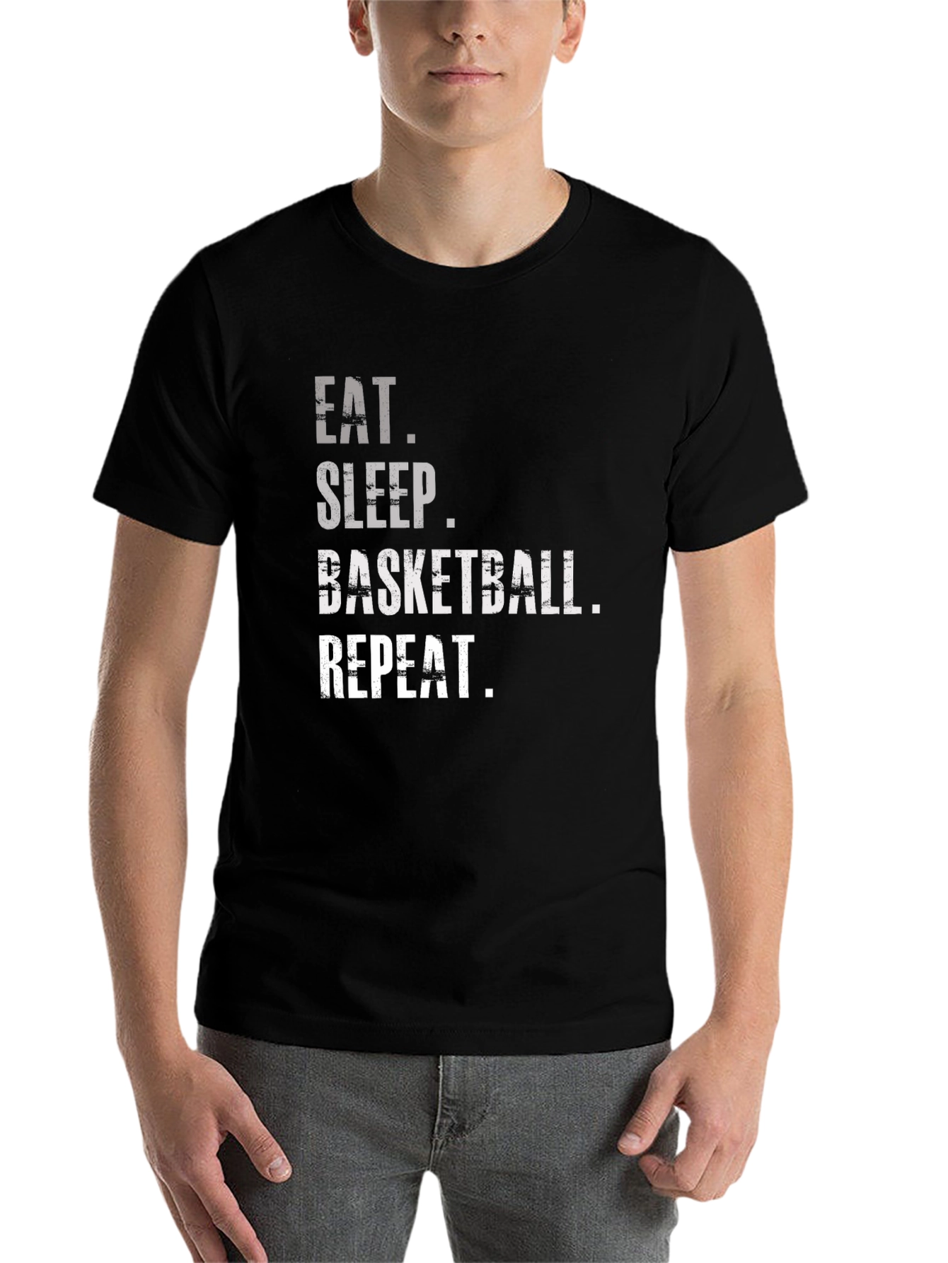 Black Eat Sleep Basketball Repeat Graphic Tee view 7