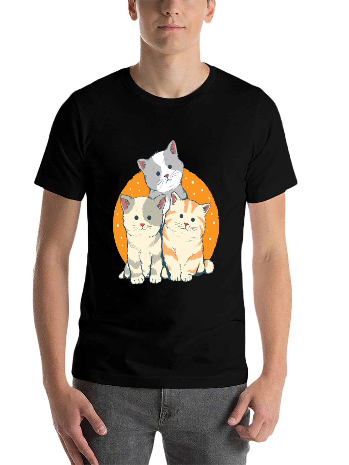 Black Cute Cats Graphic T-Shirt view 7