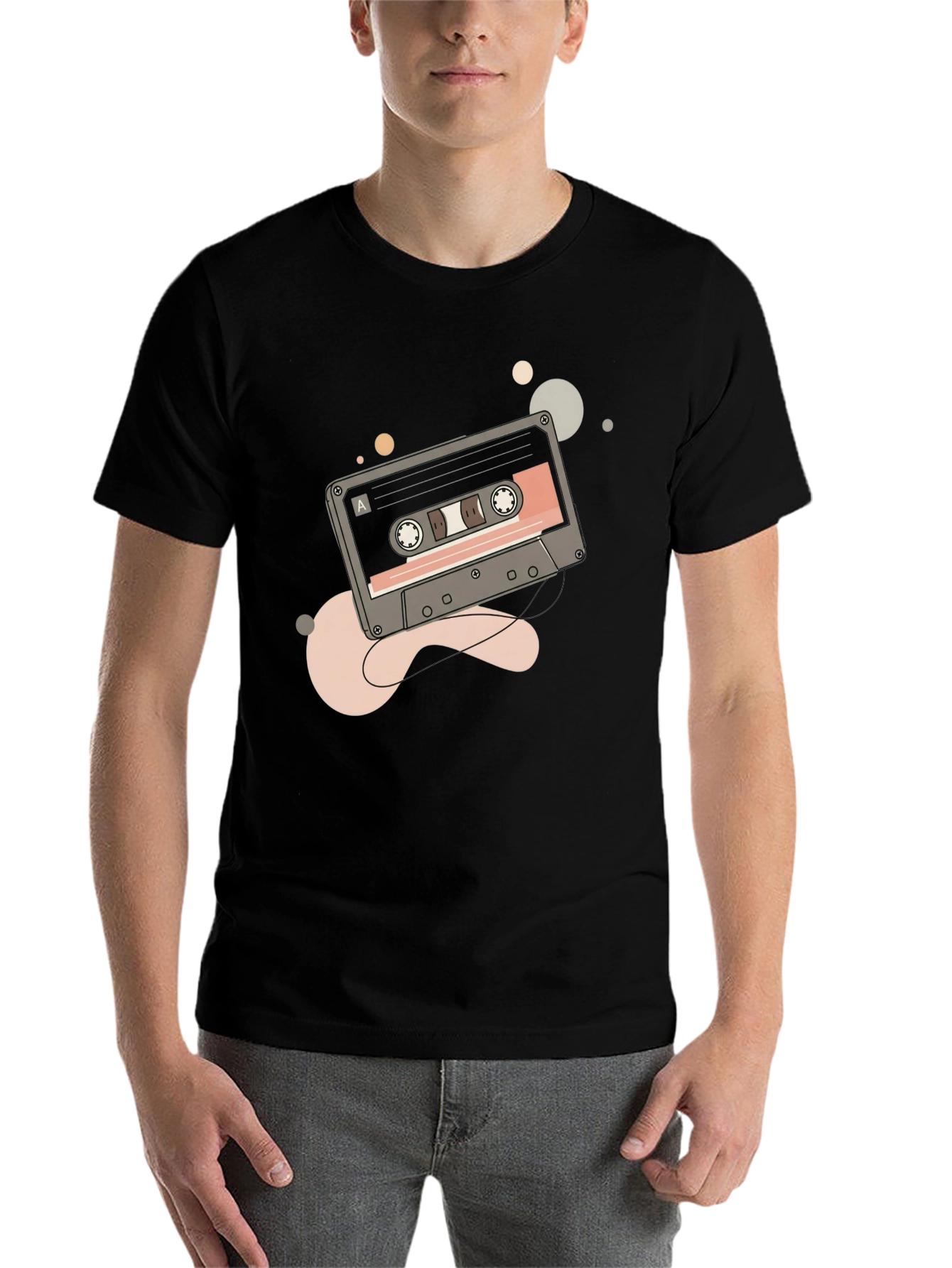 Black Retro Cassette Tape Graphic Tee - Classic Style view 7