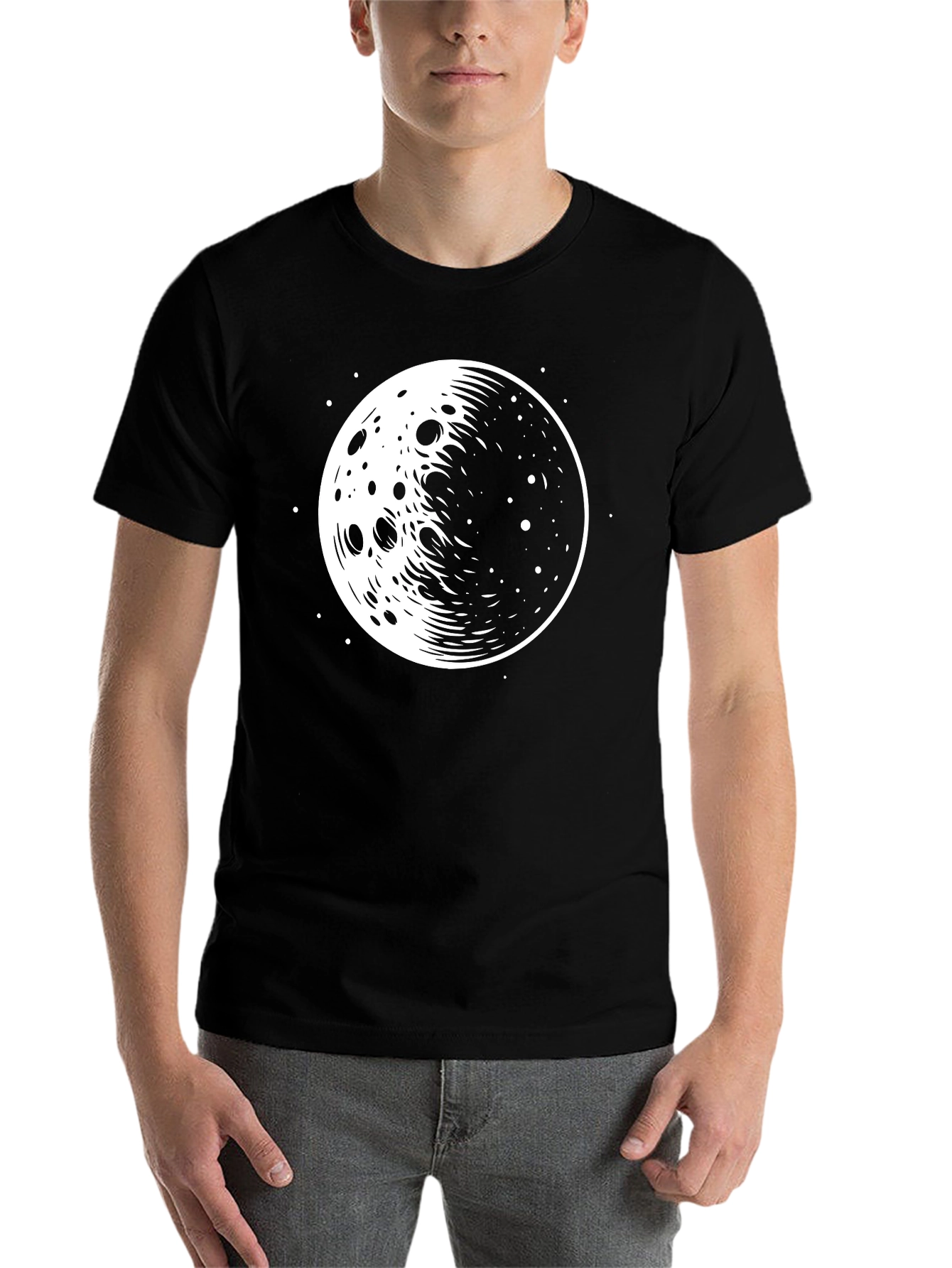 Black Lunar Graphic T-Shirt - Black Cotton Tee view 7