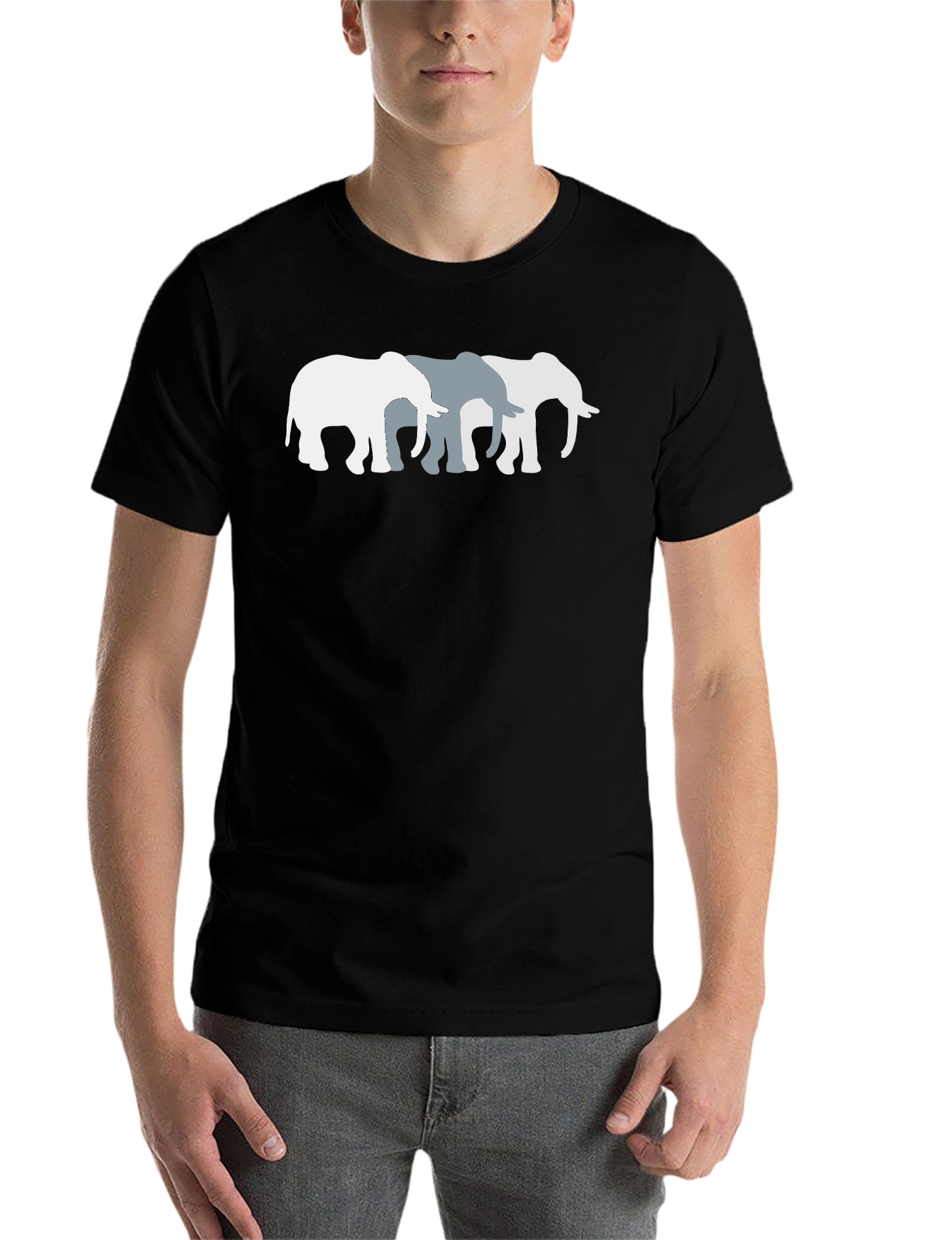 Black Elephant Trio Graphic Tee - Unisex Cotton T-Shirt view 7