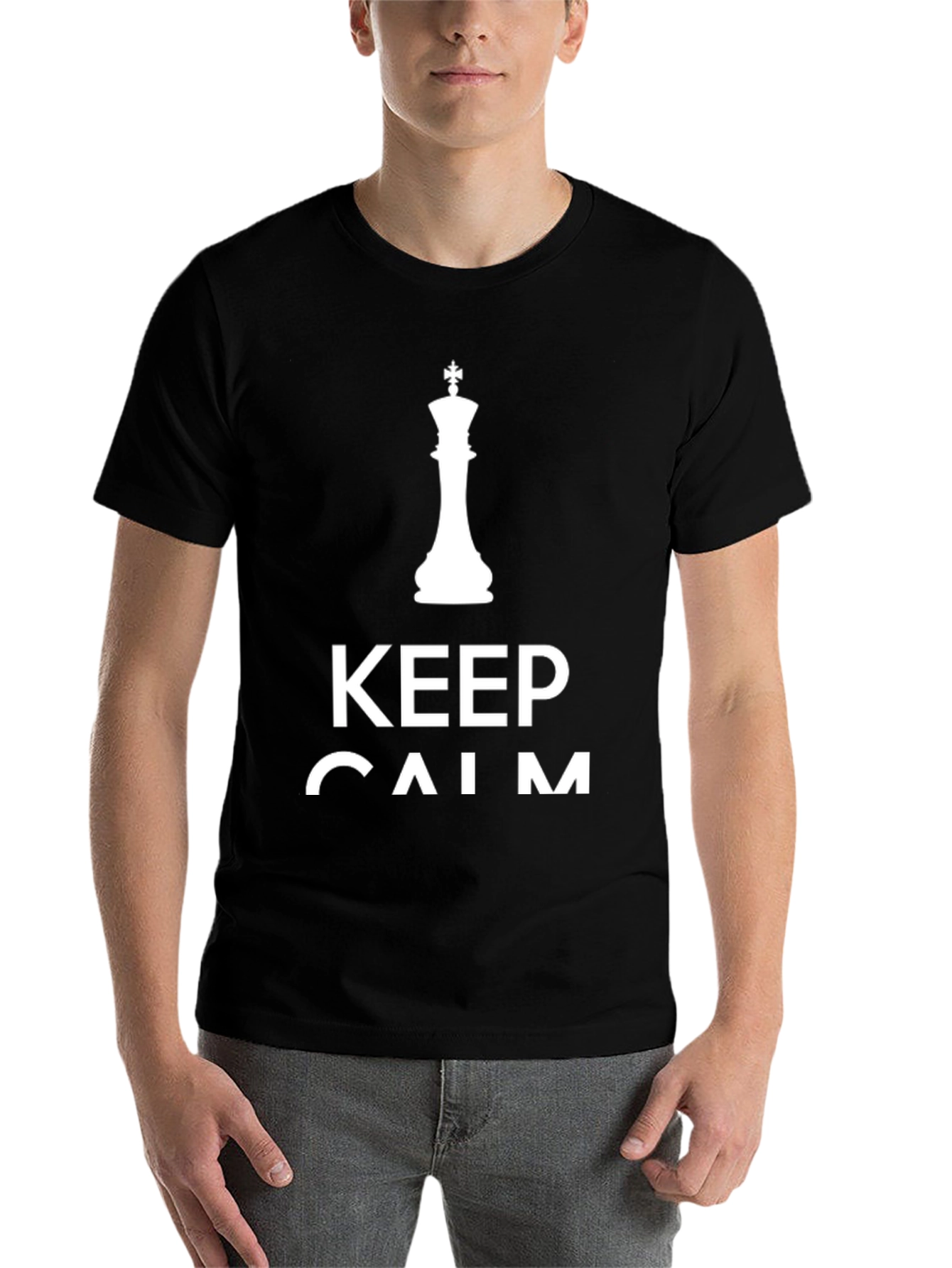 Black Keep Calm Chess King T-Shirt view 7