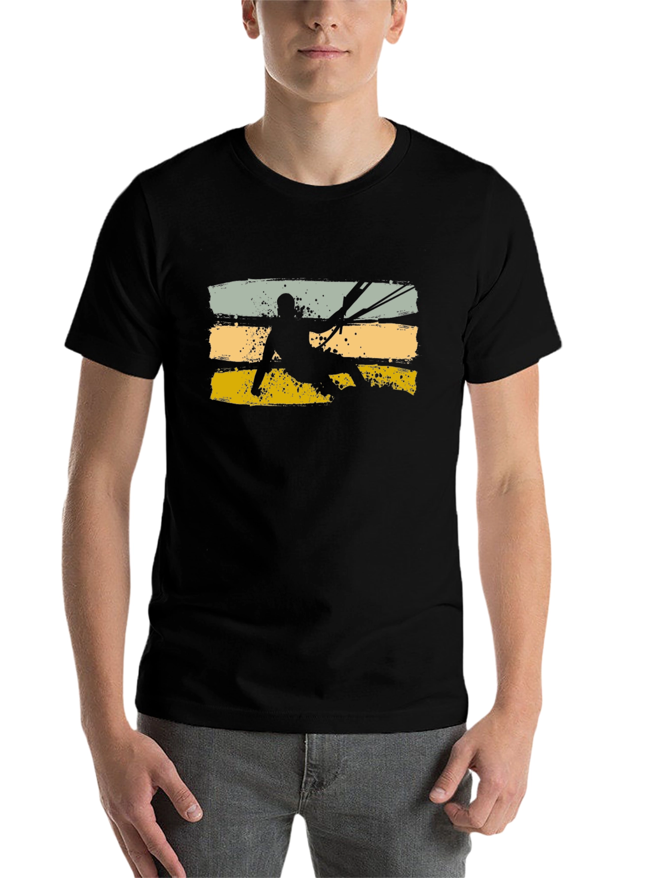 Black Kitesurfing Silhouette Graphic Tee view 7