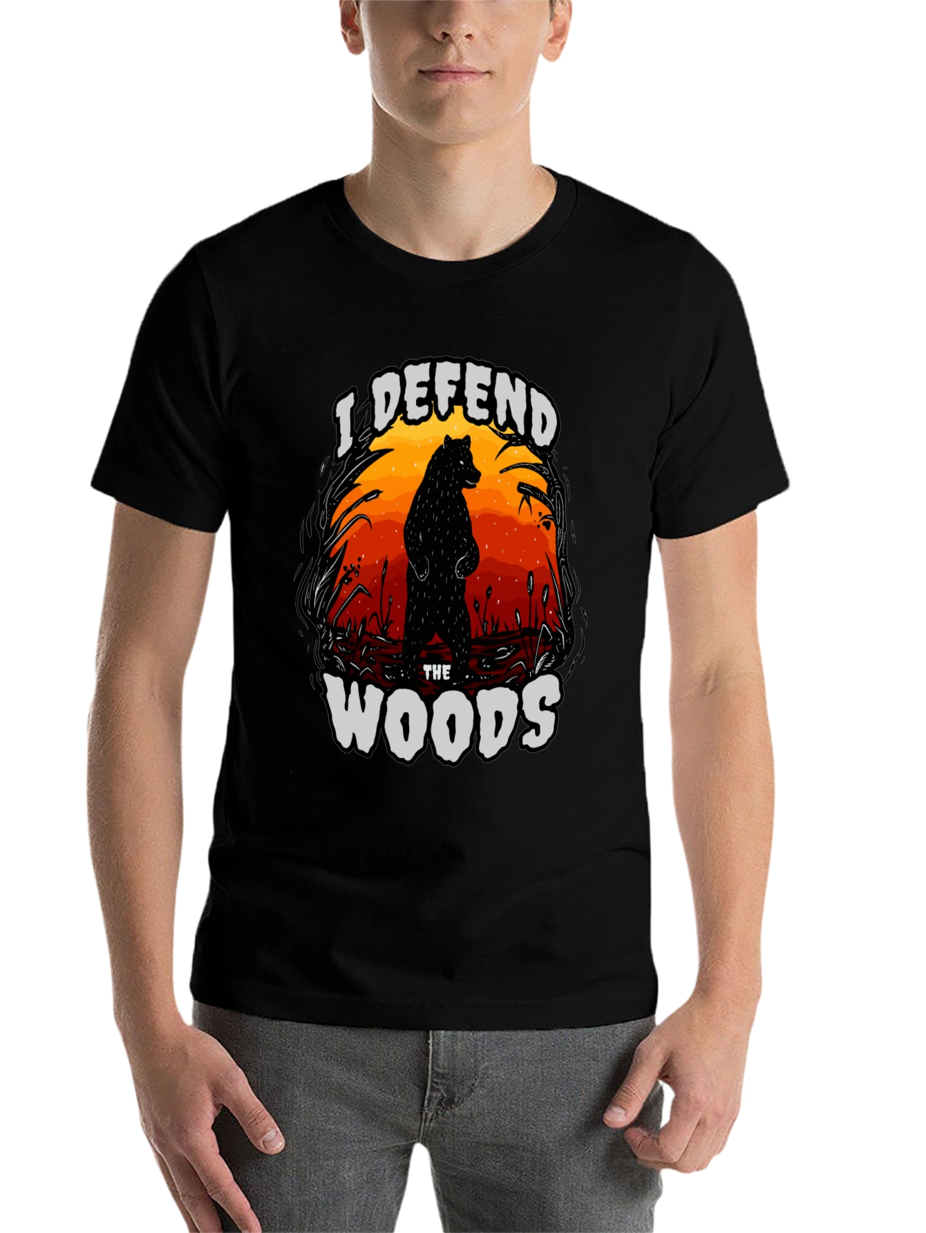 Black I Defend The Woods Graphic Tee - Black view 7