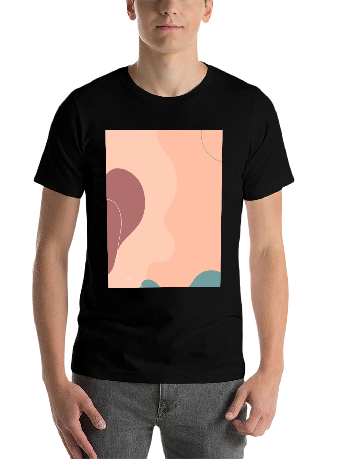 Black Abstract Graphic Print Men's Black T-Shirt view 7
