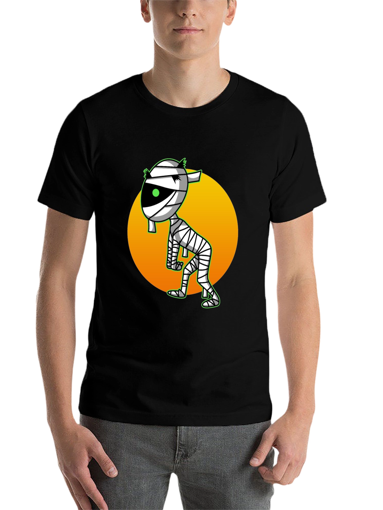 Black Mummy Cartoon T-Shirt - Spooky Fun view 7