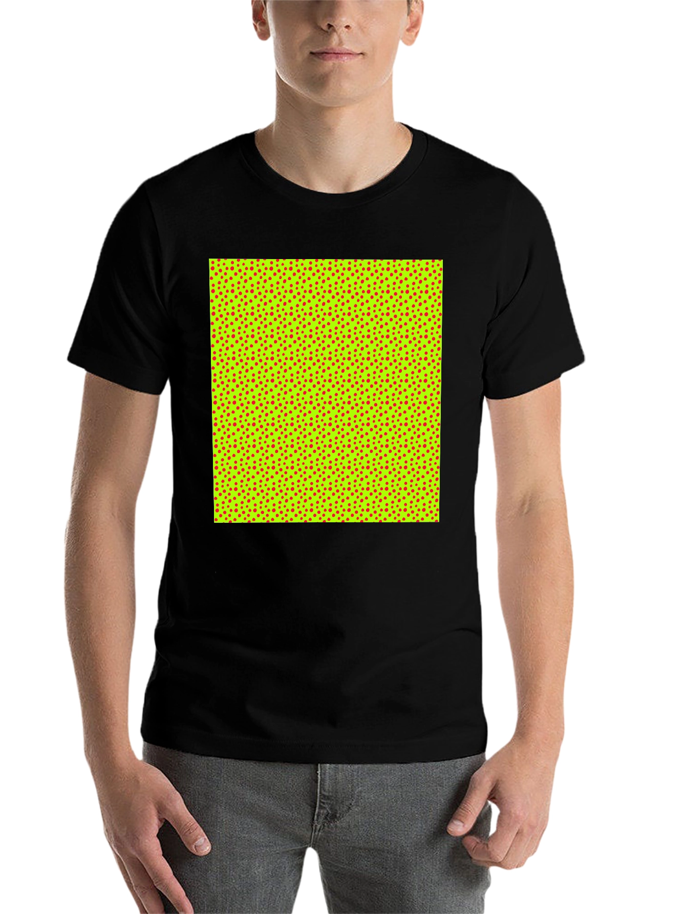Black Patterned Crew Neck T-Shirt view 7