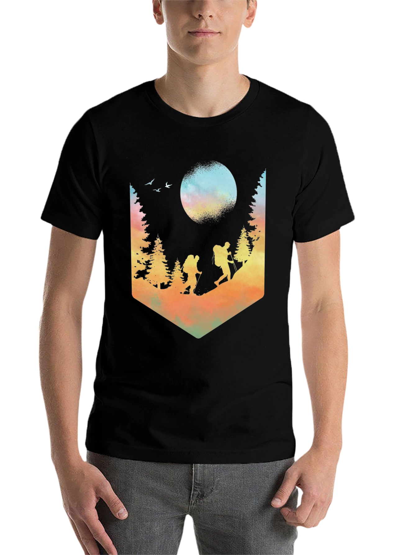 Black Hiking Adventure Graphic T-Shirt - Nature Design Tee view 7