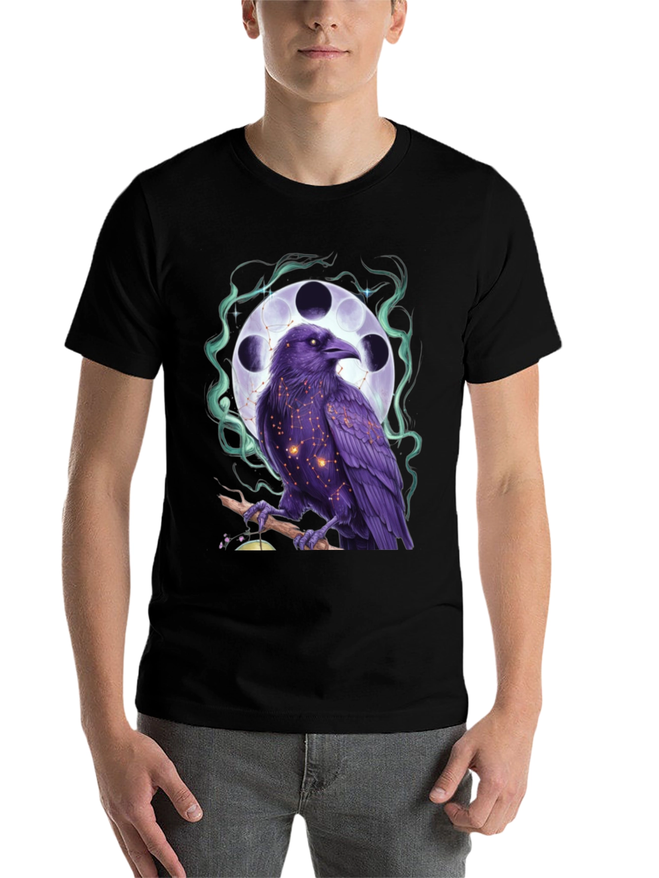 Black Raven Moon Phase Graphic Tee view 7