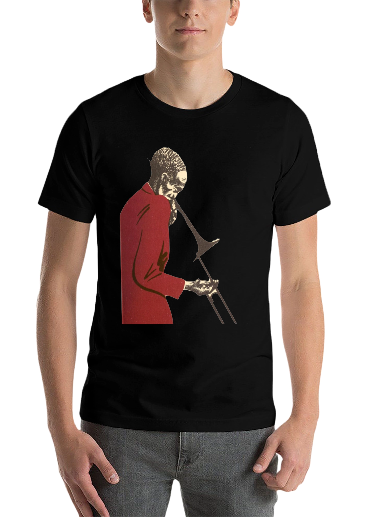 Black Jazz Trombone Player T-Shirt - Black view 7