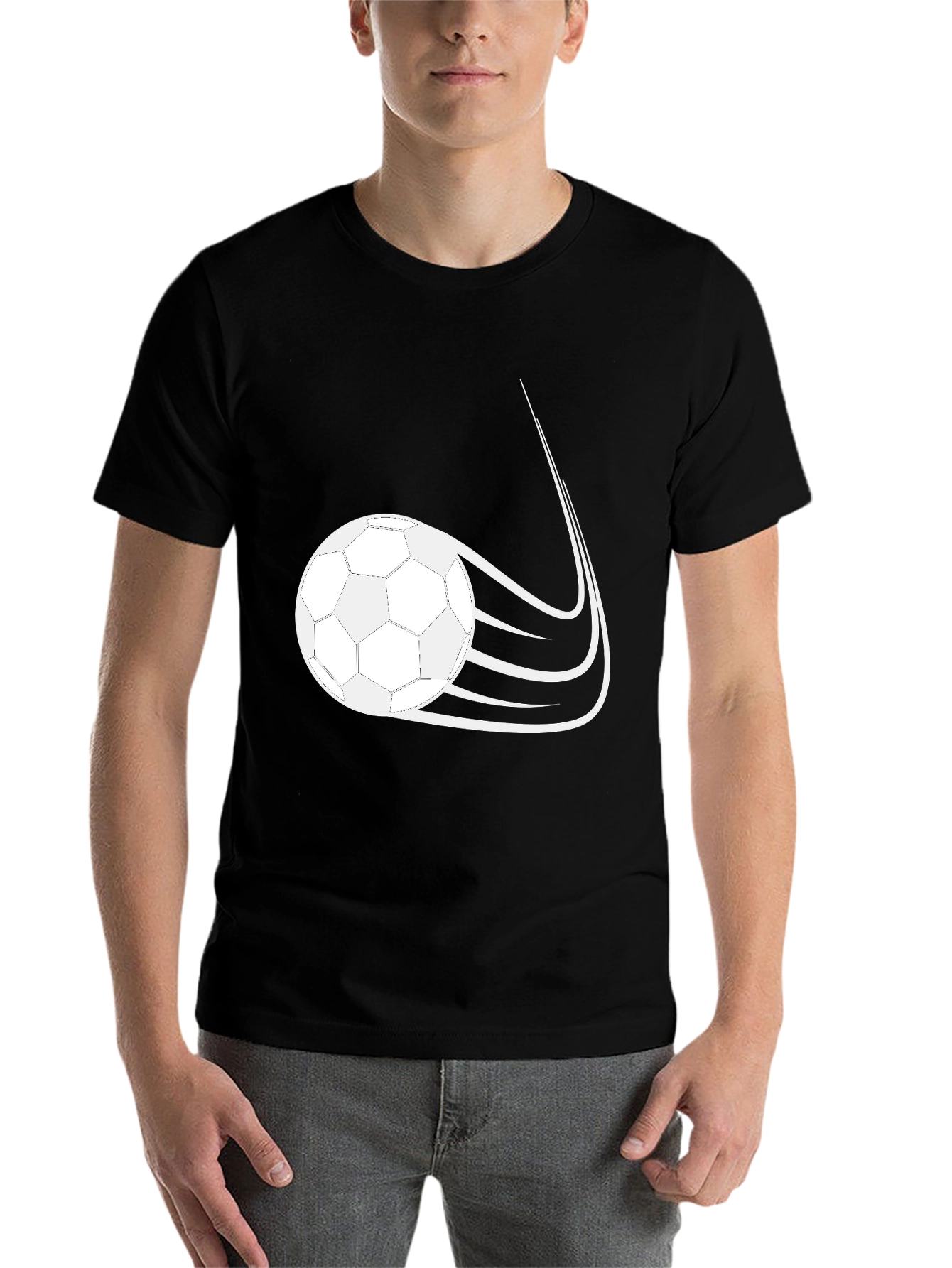 Soccer Ball Graphic Black T-Shirt - 7