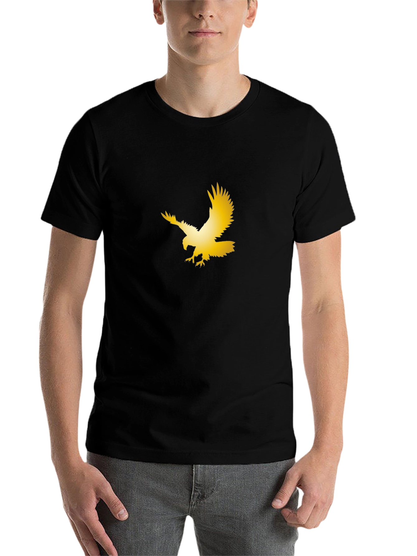 Black Golden Eagle Graphic Black T-Shirt view 7