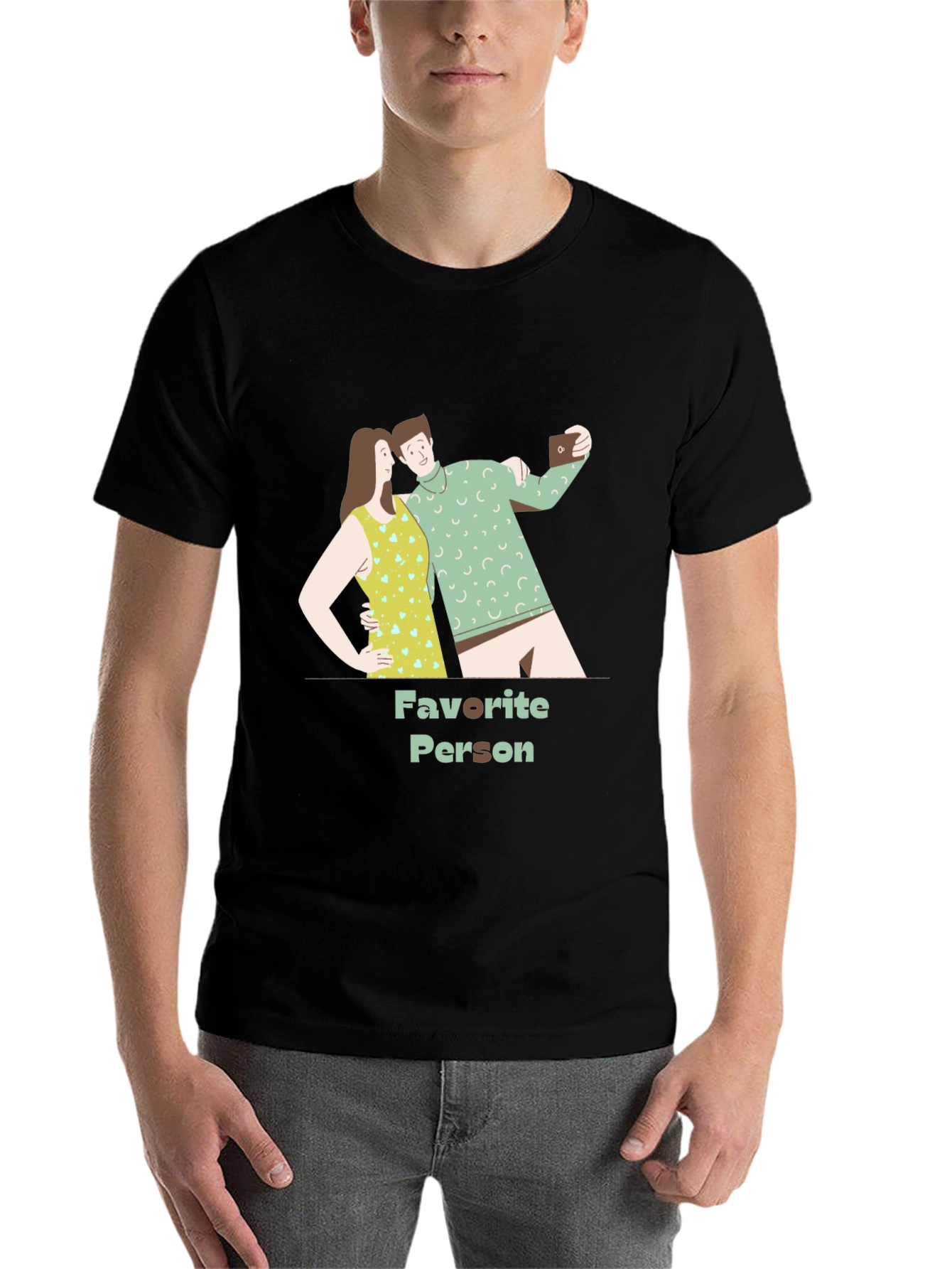 Black Favorite Person Graphic Tee - Stylish Couple Design view 7
