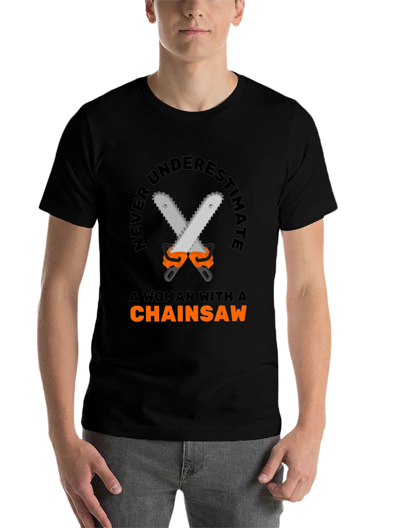Black Woman Chainsaw T-Shirt - Funny Graphic Tee view 7