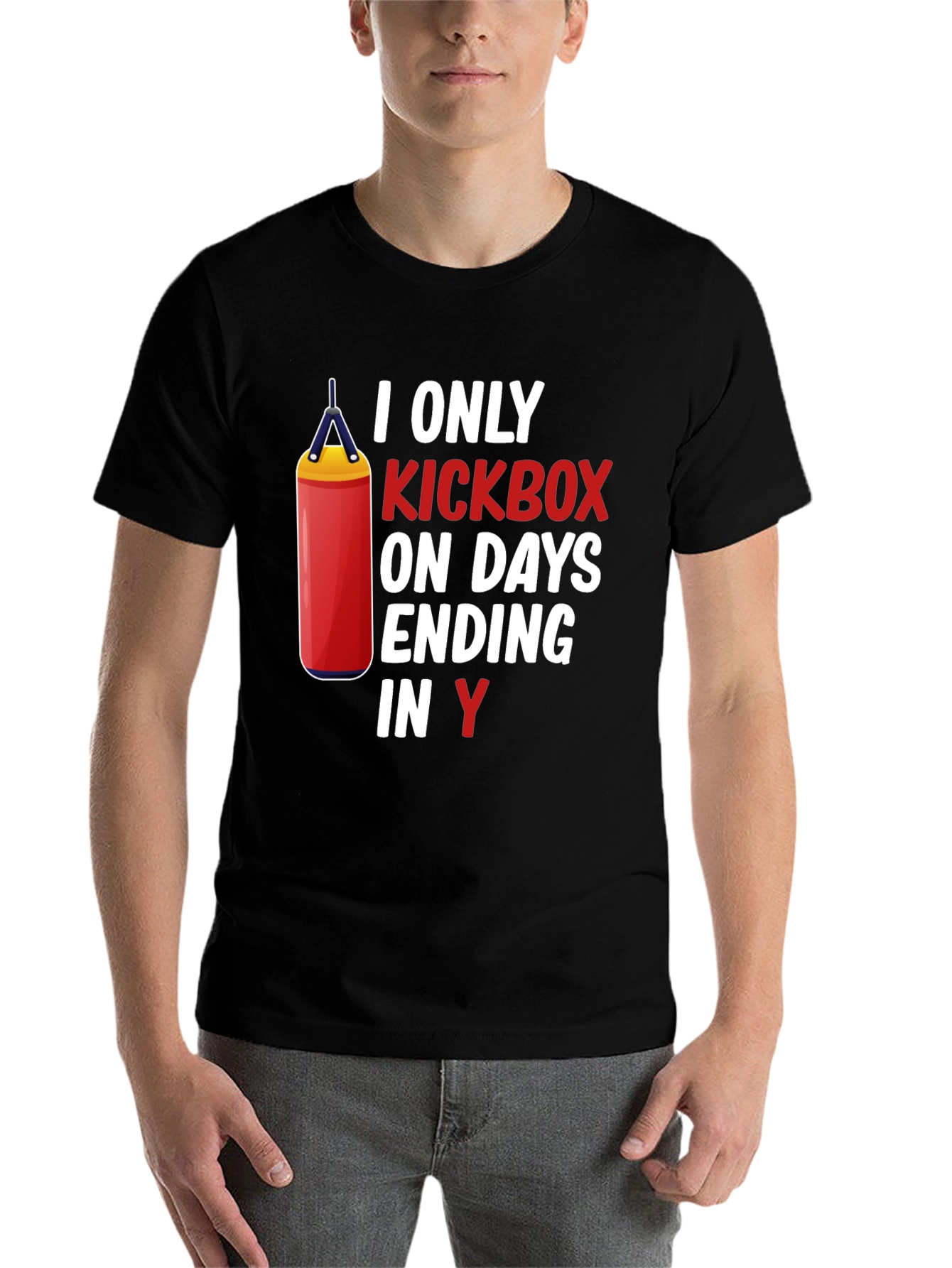 Black Kickboxer Humor T-Shirt - Days Ending in Y view 7