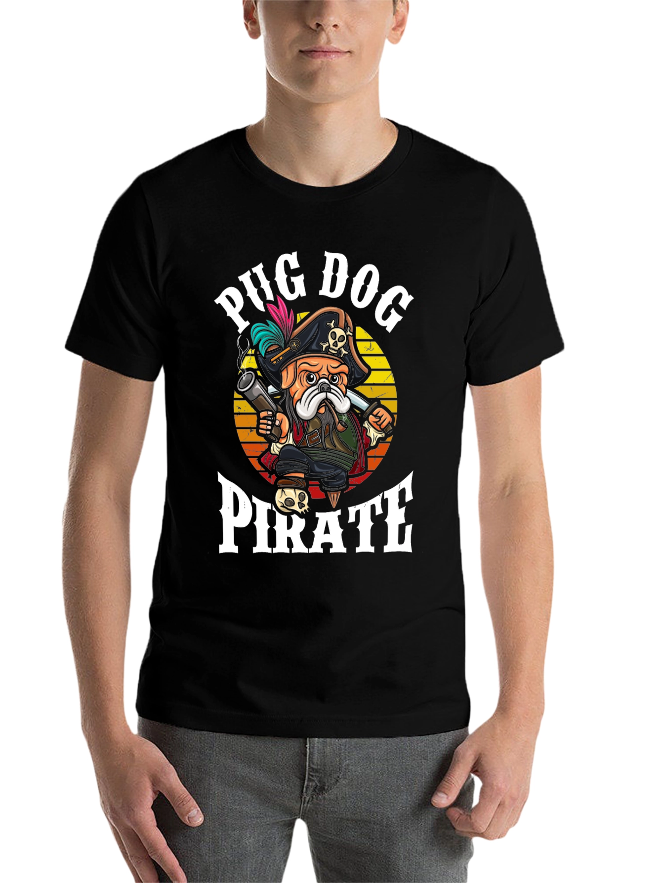 Pug Dog Pirate T-Shirt - Funny Graphic Tee - 7
